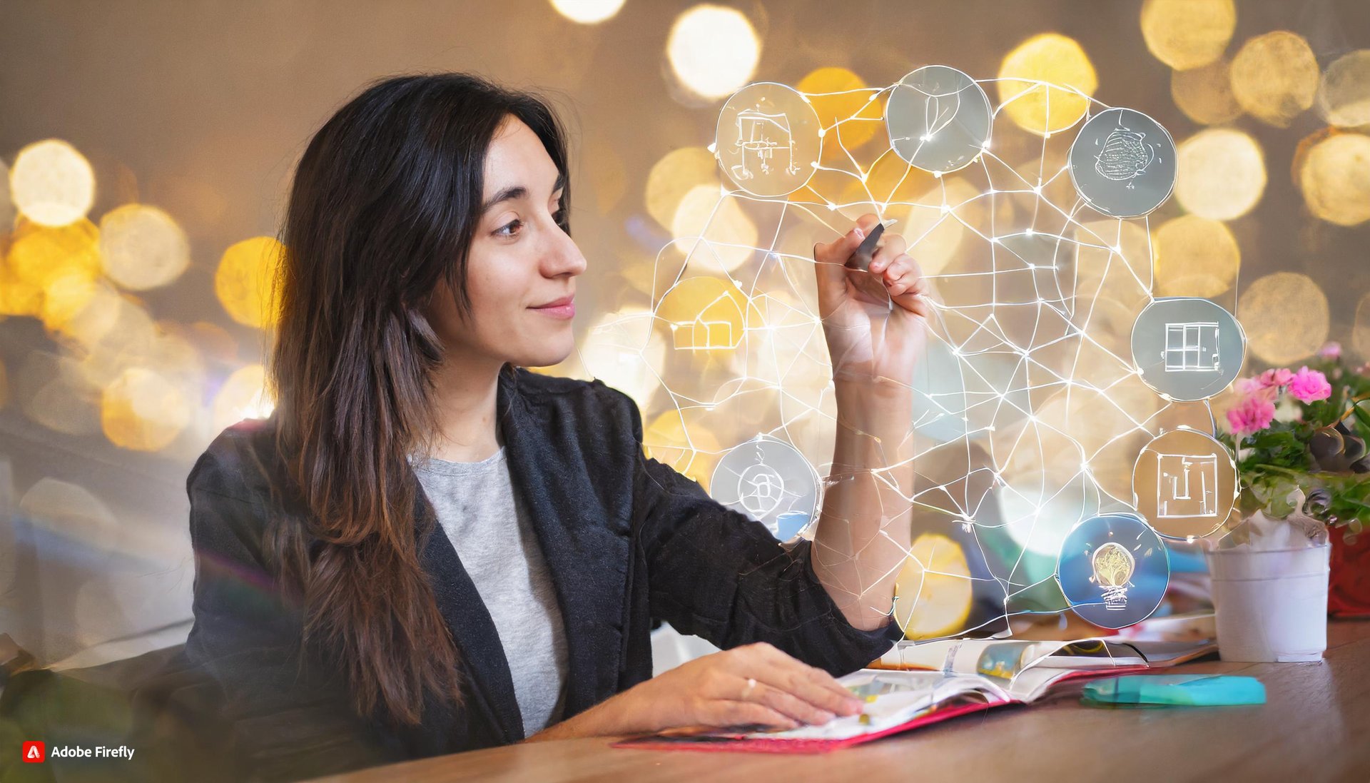 an airplane flying in the sky with a bird flying by