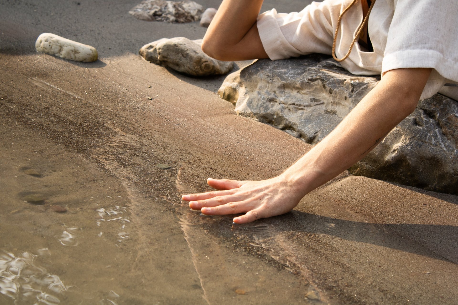 an abstract photo of a curved building with a blue sky in the background