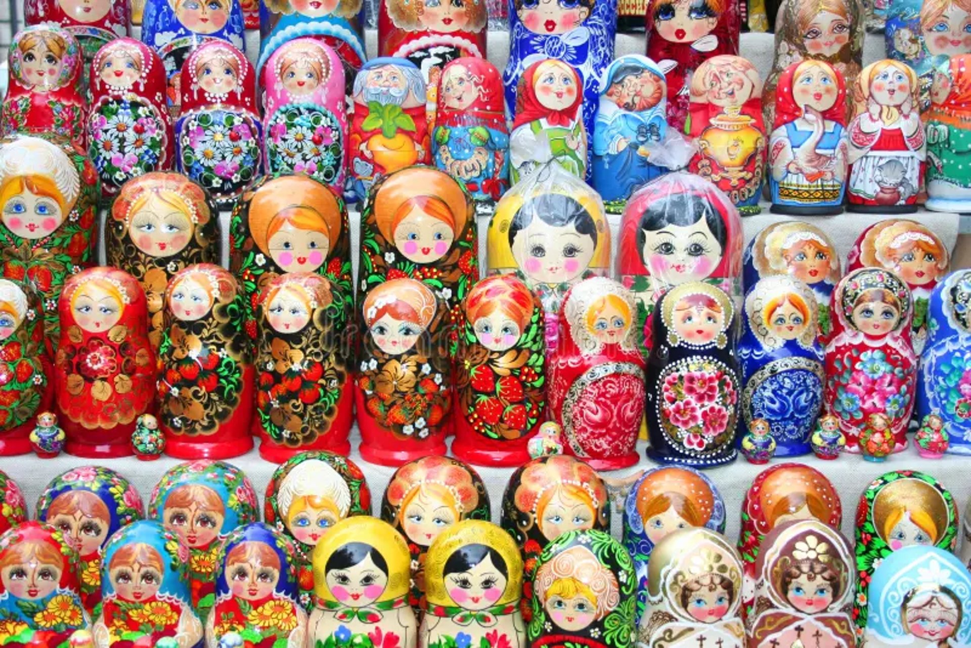 several matryoshka dolls on shelf