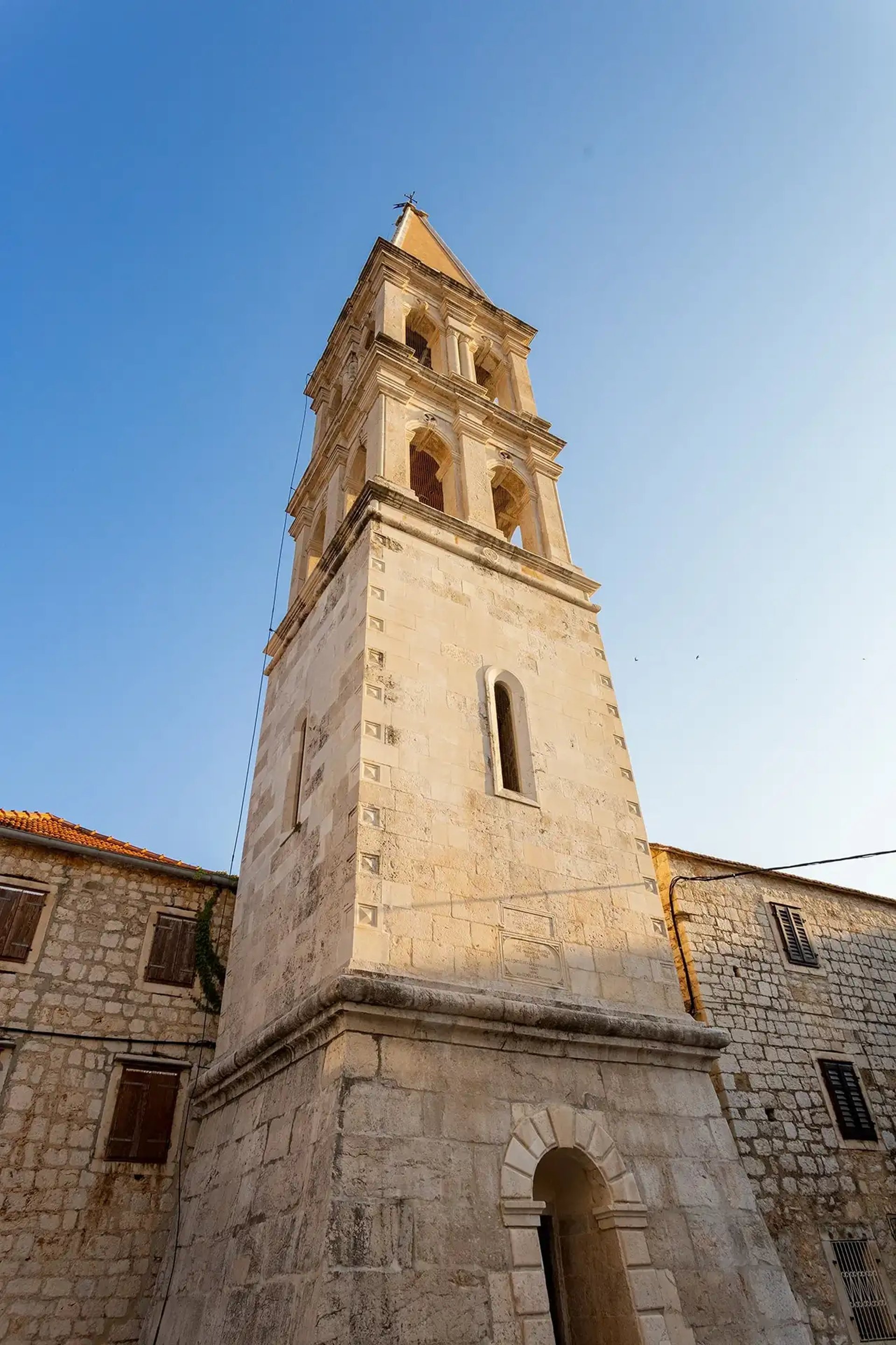 Church in Stari Grad, Hvar Island. A cultural stop during a SunMarine private boat tour from Split, Croatia.