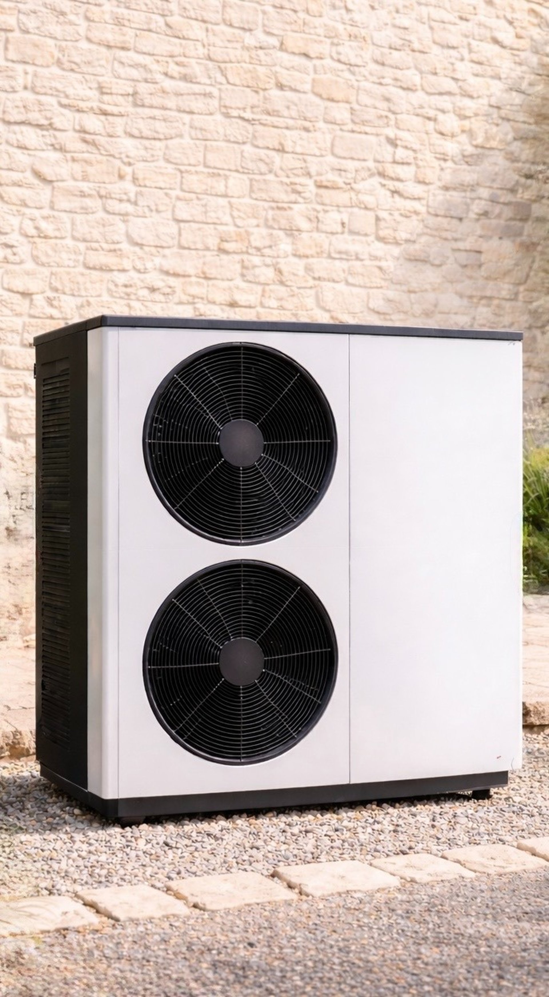 a air conditioner sitting on the side of a building