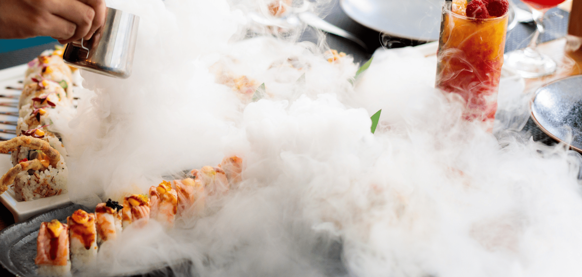 avocado, tomatoes, eggs, mushrooms, spring onions, and leaves