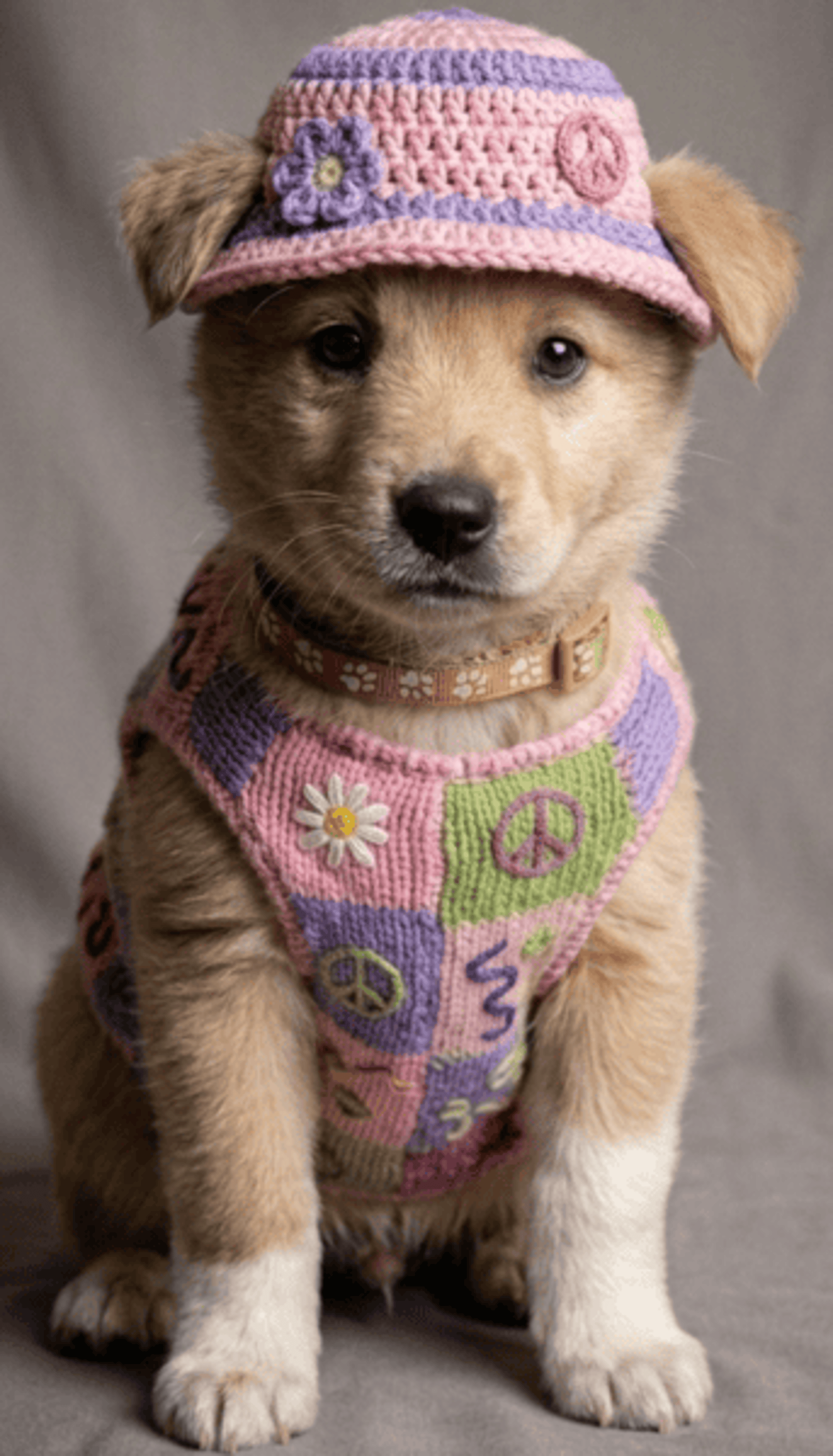 PERRO CHALECO MACRAME ROSA