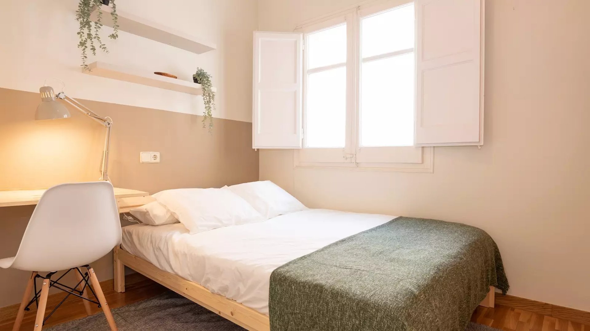 black table lamp on nightstand