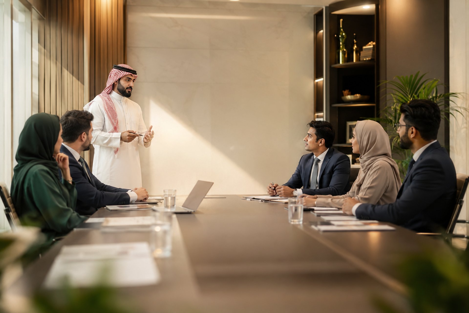 man standing in front of people sitting beside table with laptop computers