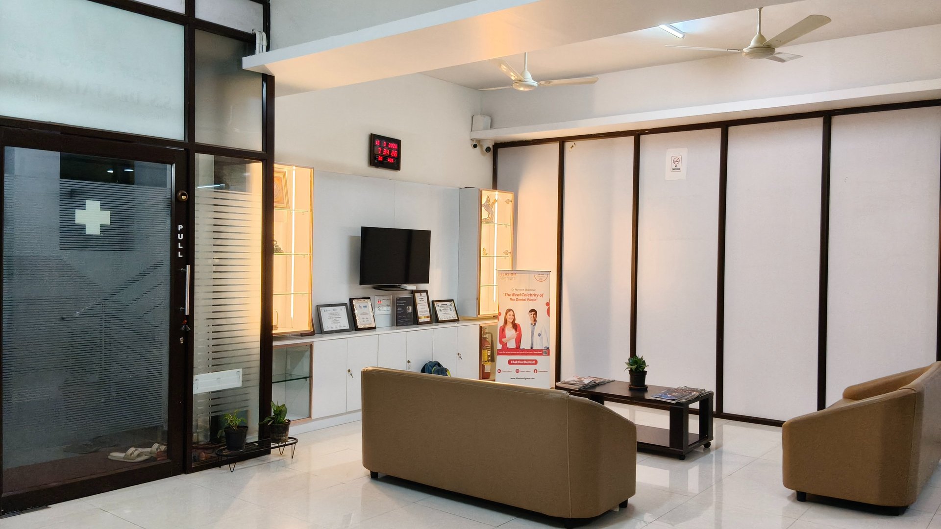 an abstract photo of a curved building with a blue sky in the background