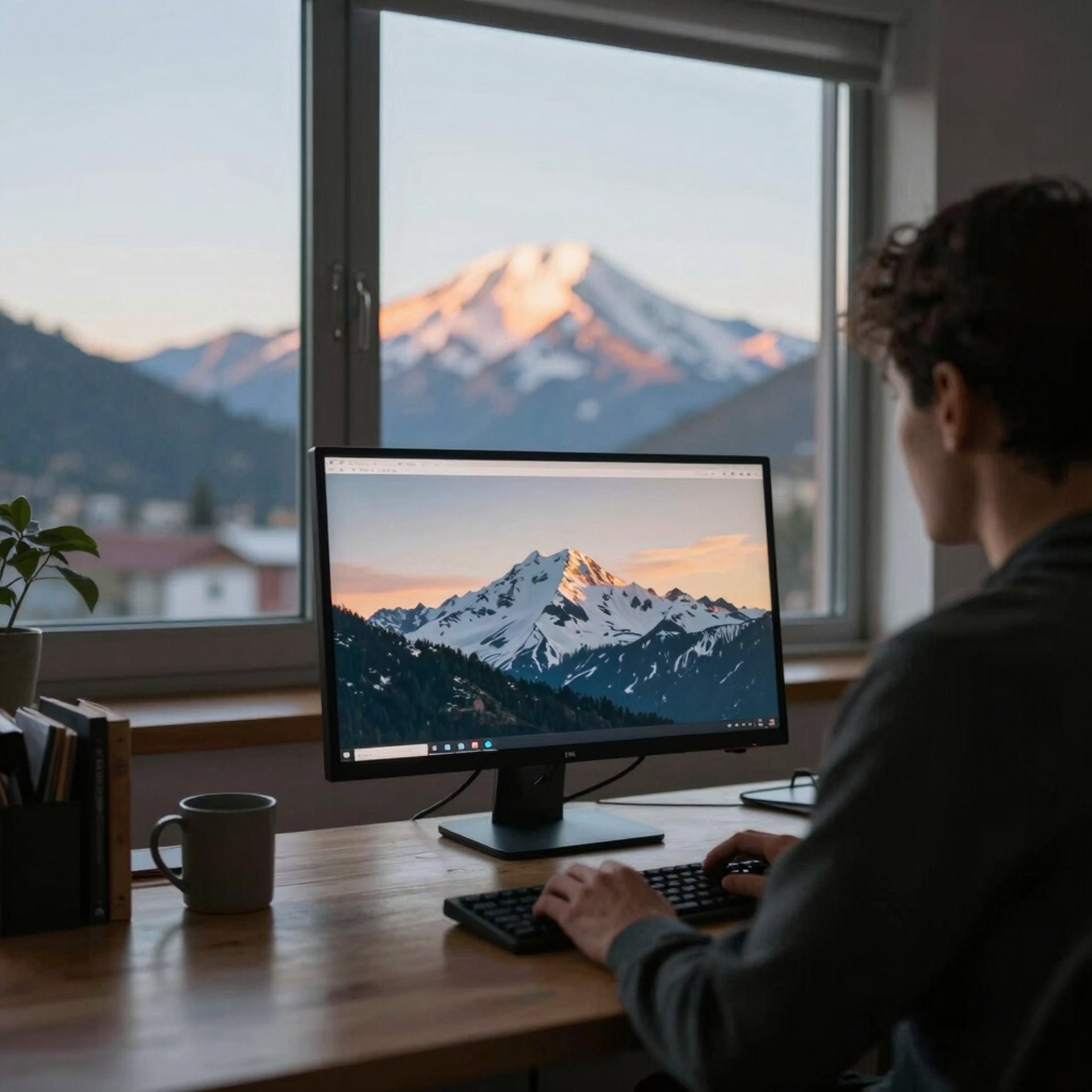 man in black t-shirt and black backpack standing on mountain under blue sky and white