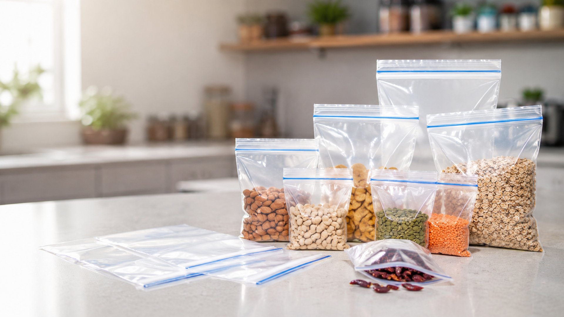 Transparent zip lock bags pouch in multiple sizes with food storage use supplier in Indore