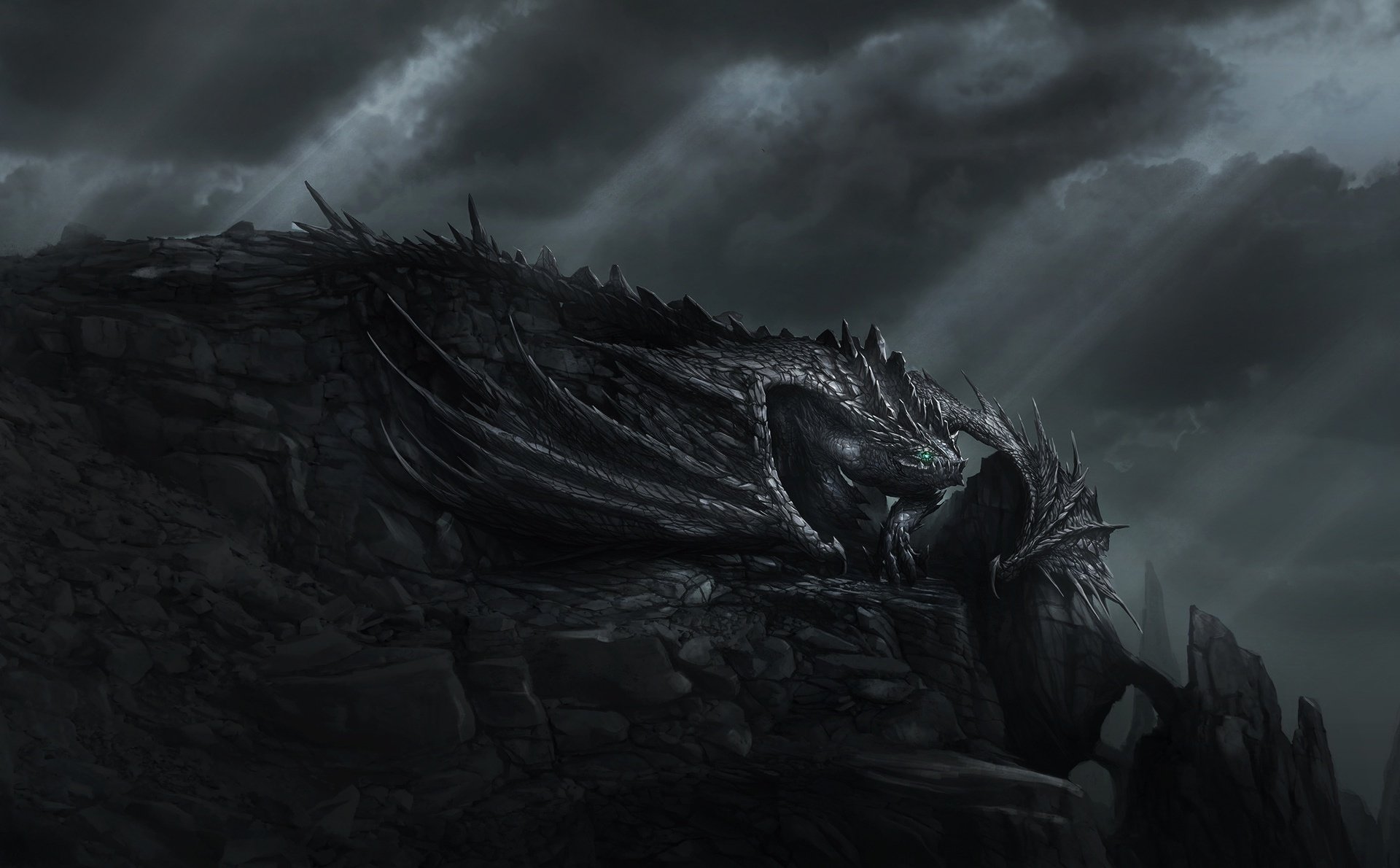 Close-up of a detailed, dark fantasy creature sculpture