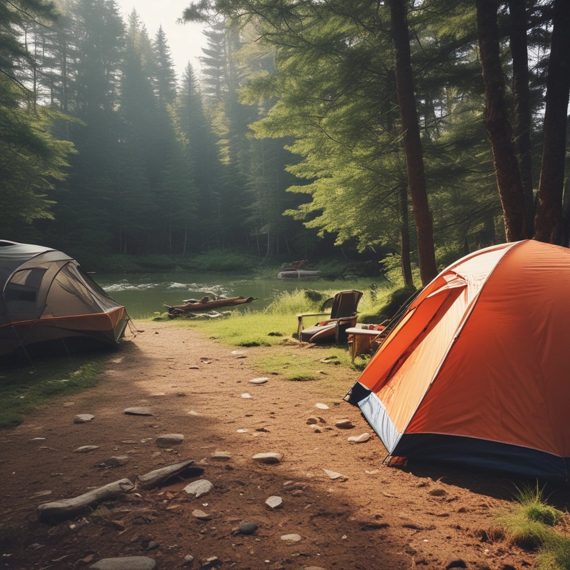 man in green jacket sitting on black and yellow camping chair near tent during daytime