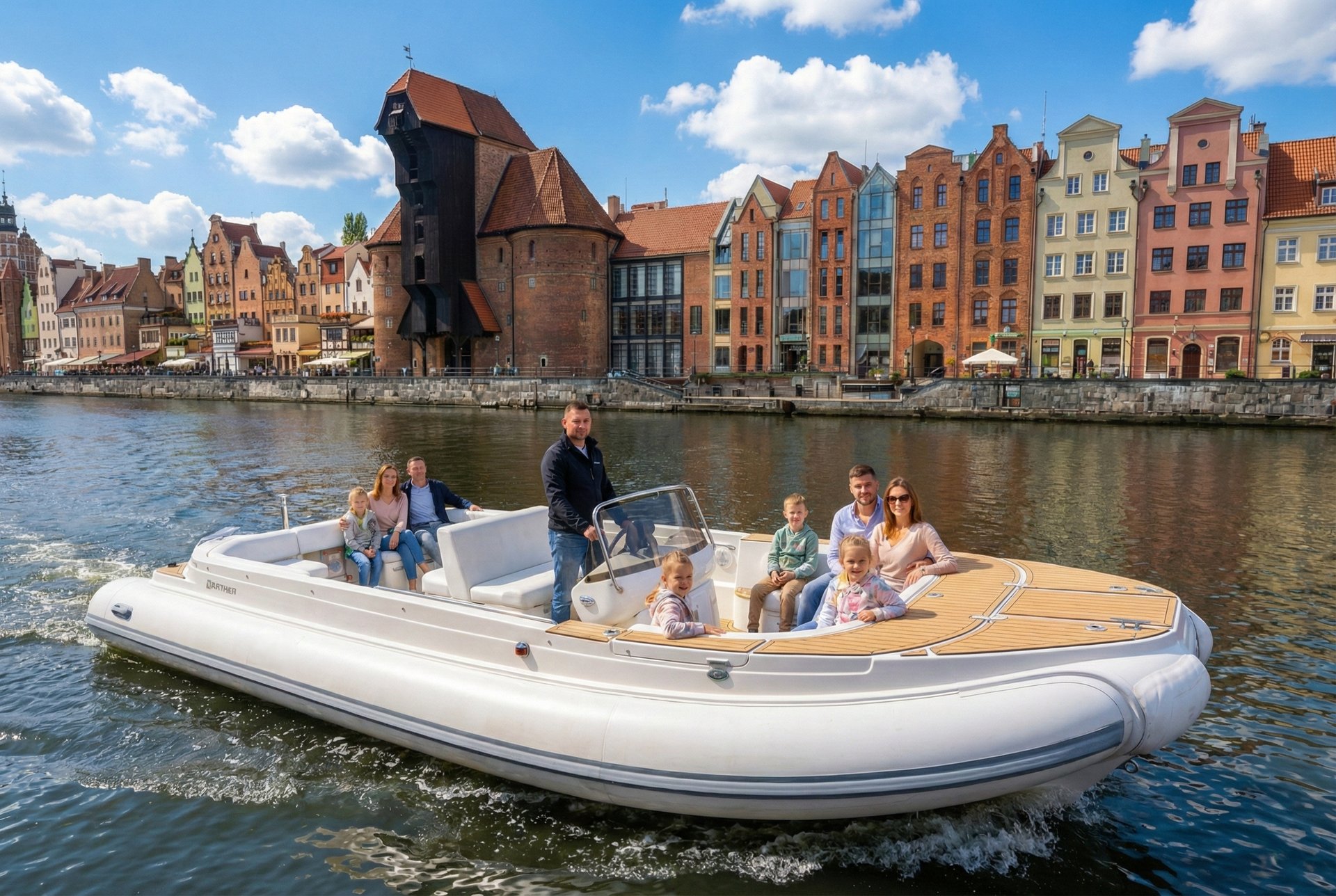 Family Boat City Tour Gdansk Crane Shipyard