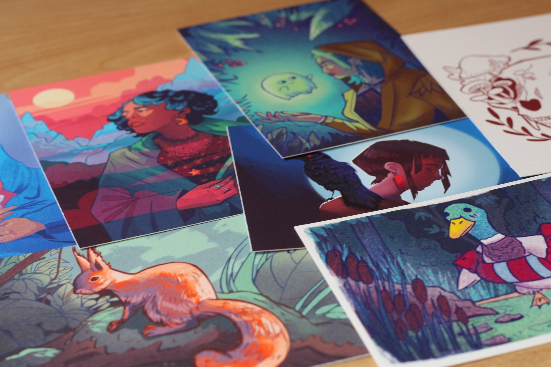 Scattered prints. Vibrant nature and animal themed illustrations