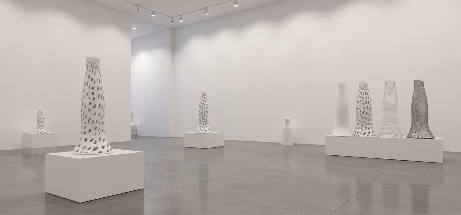 an abstract photo of a curved building with a blue sky in the background