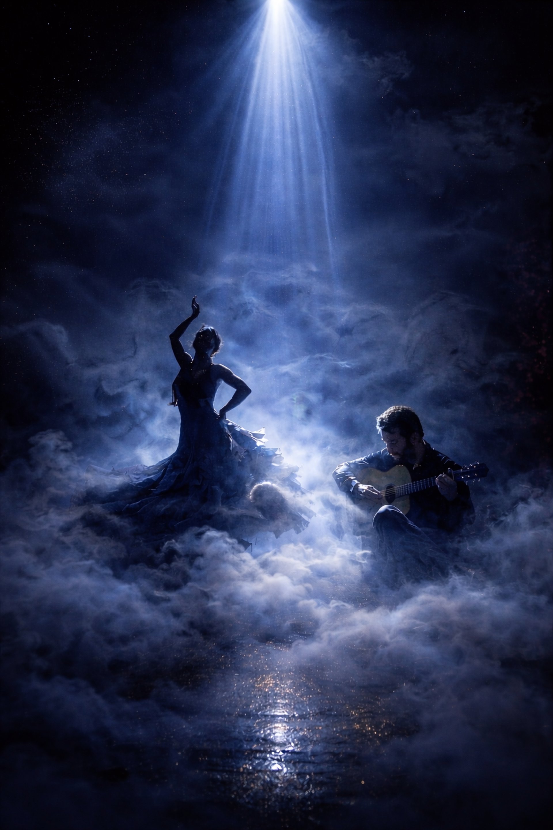 an abstract photo of a curved building with a blue sky in the background