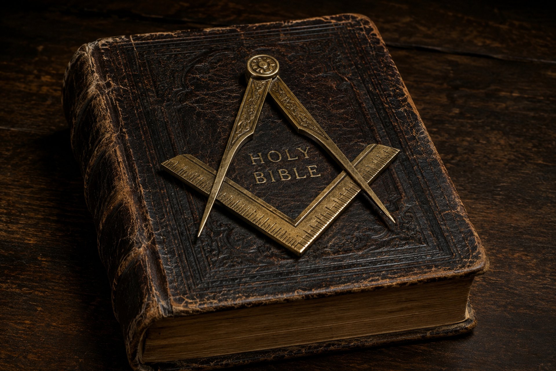 an open book with a masonic symbol on it