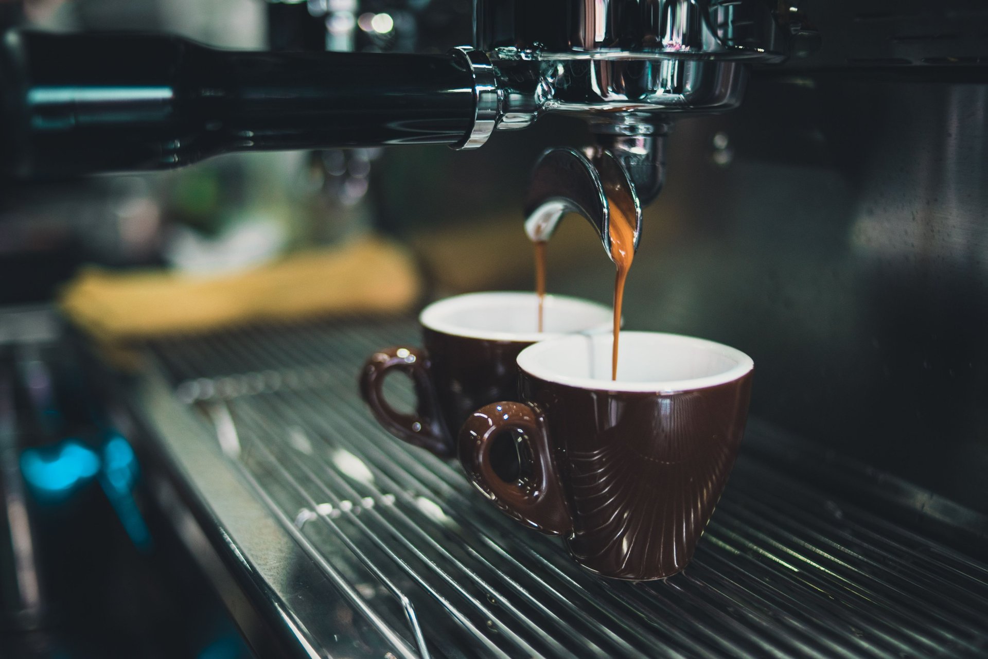 a coffee shop with lots of coffee machines