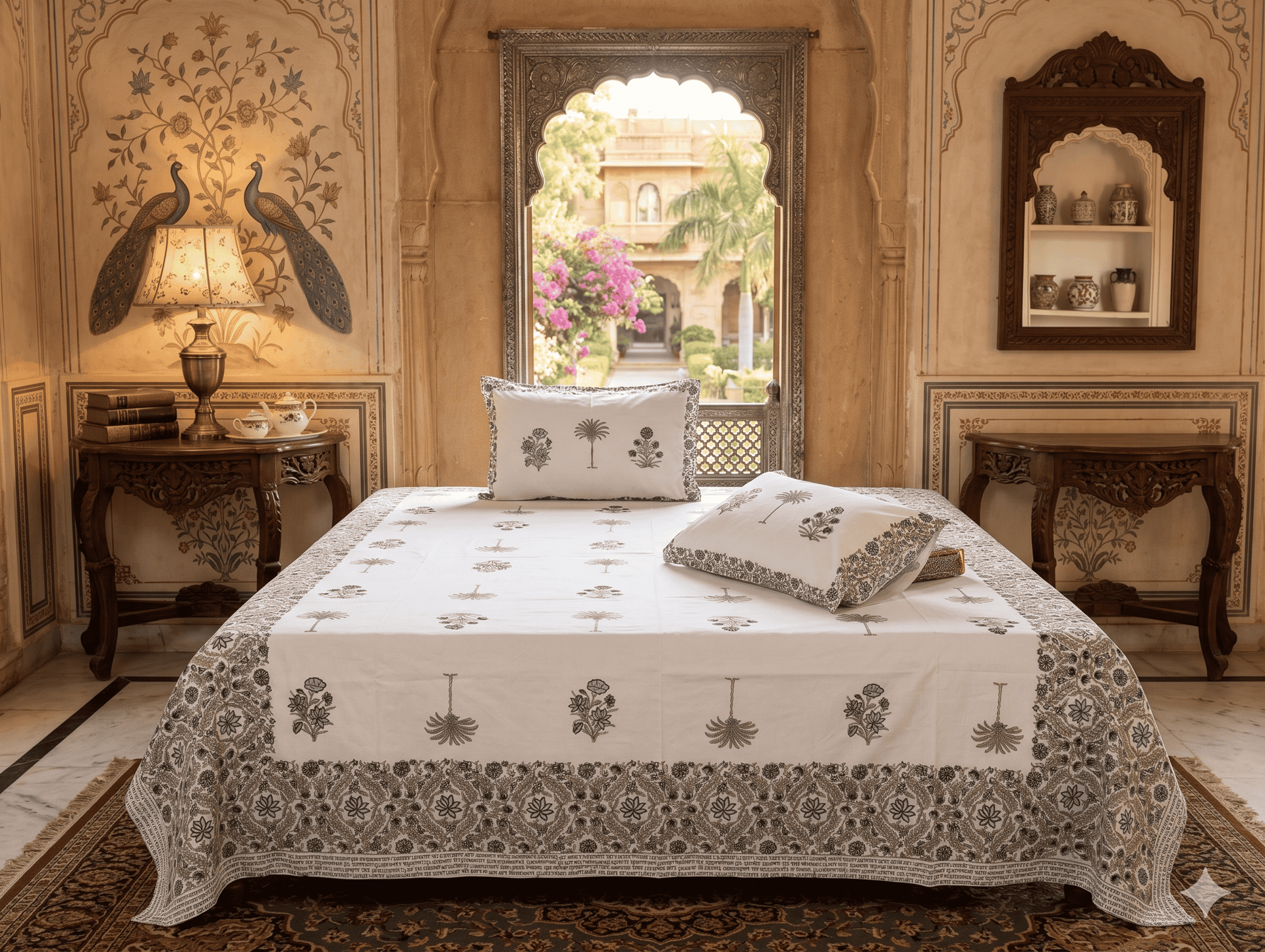black and white bed linen