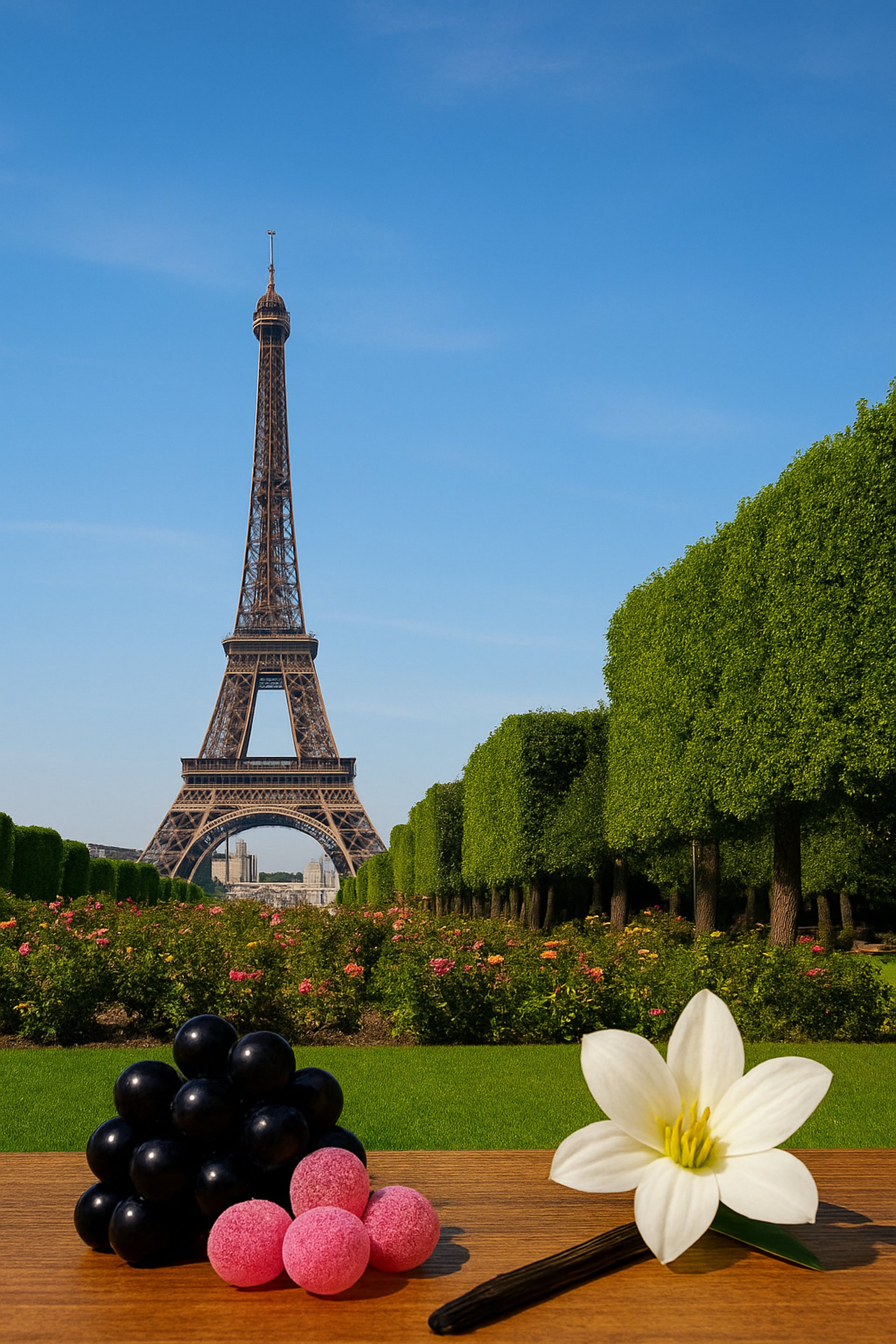 three bottles of cologne sitting on top of a table