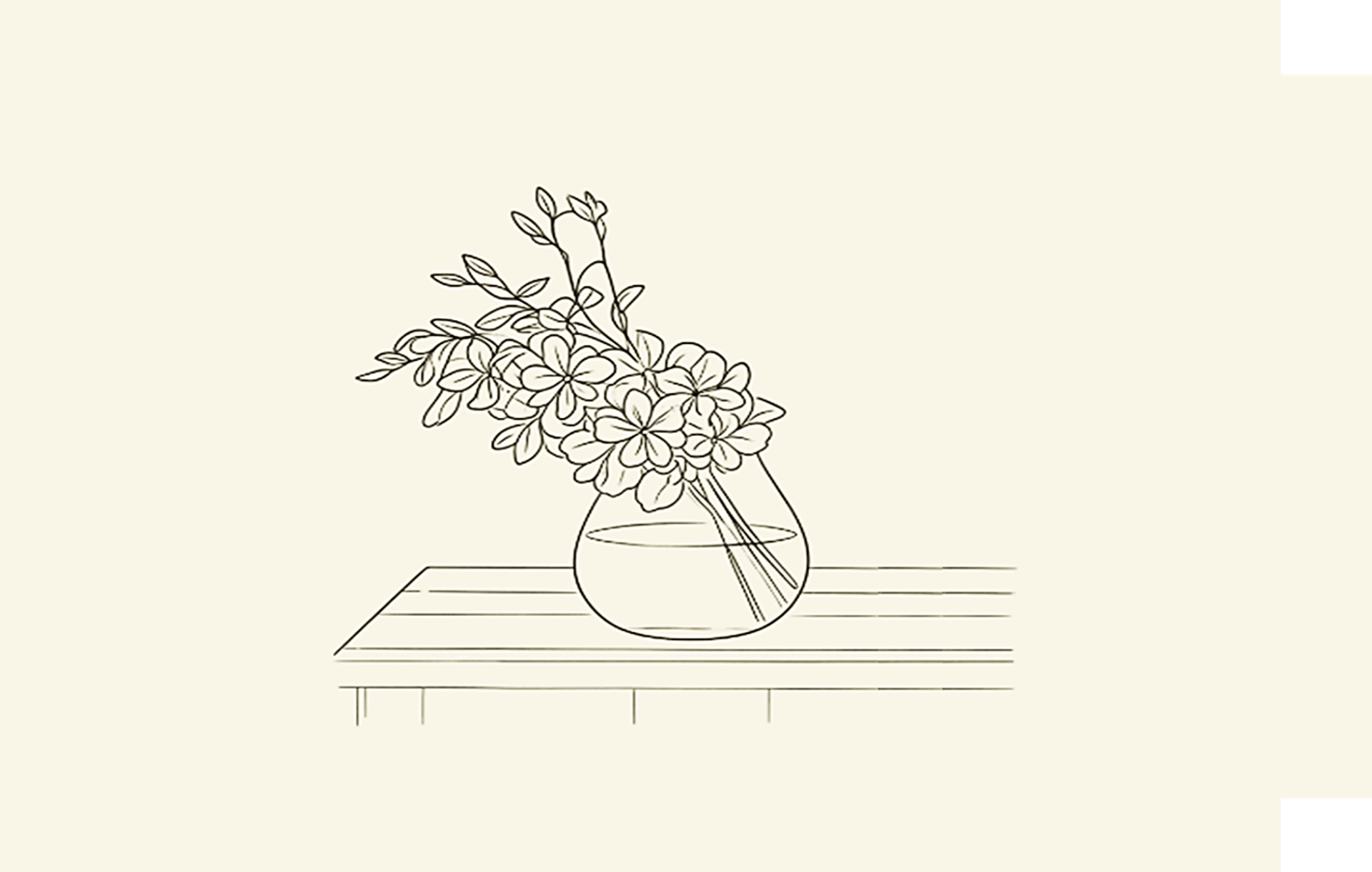 white and black floral sketch