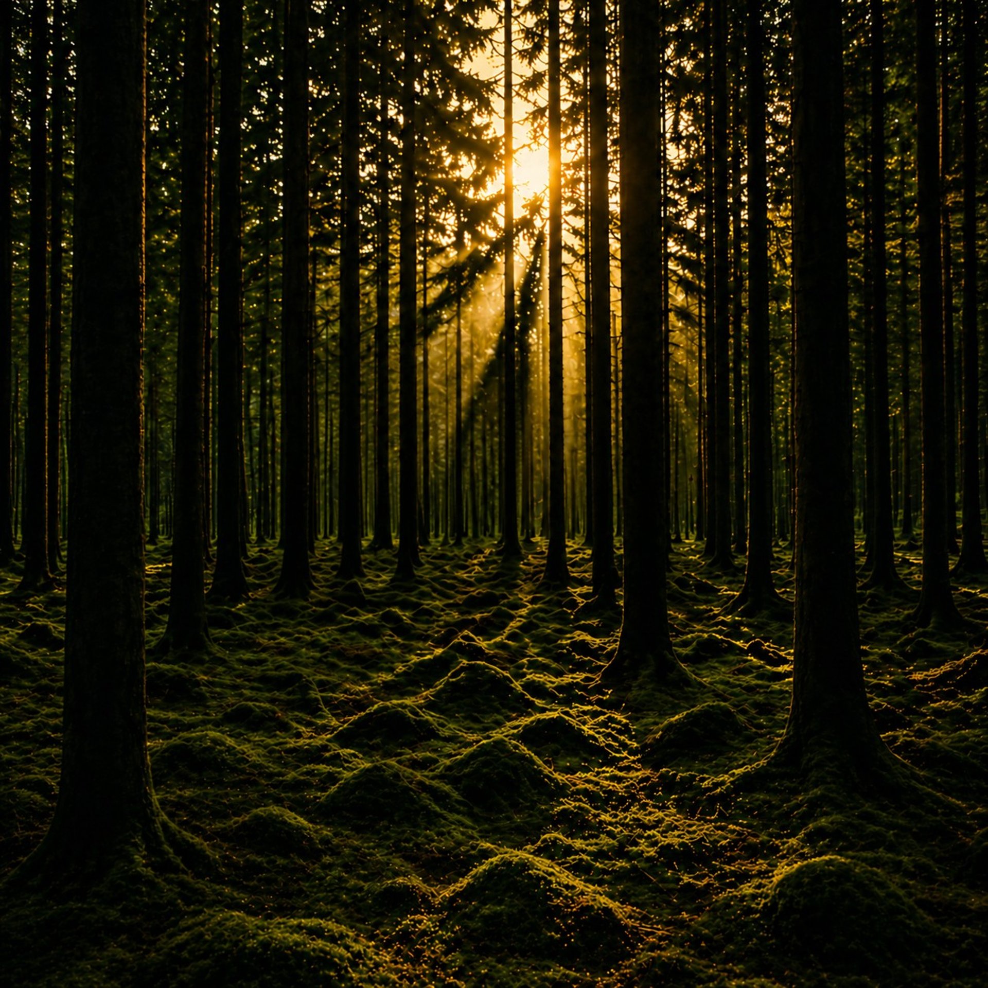 green pine trees