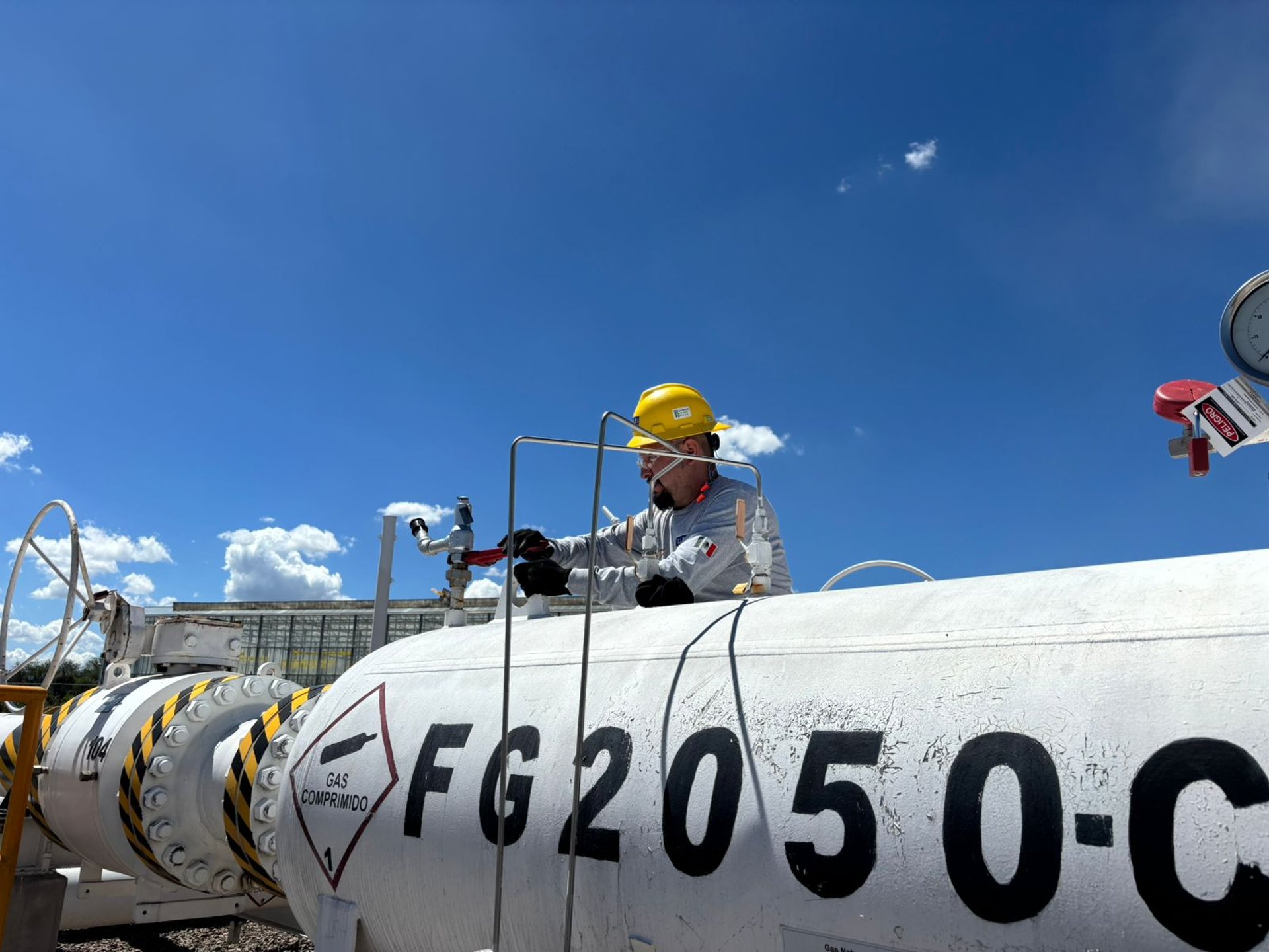 an abstract photo of a curved building with a blue sky in the background