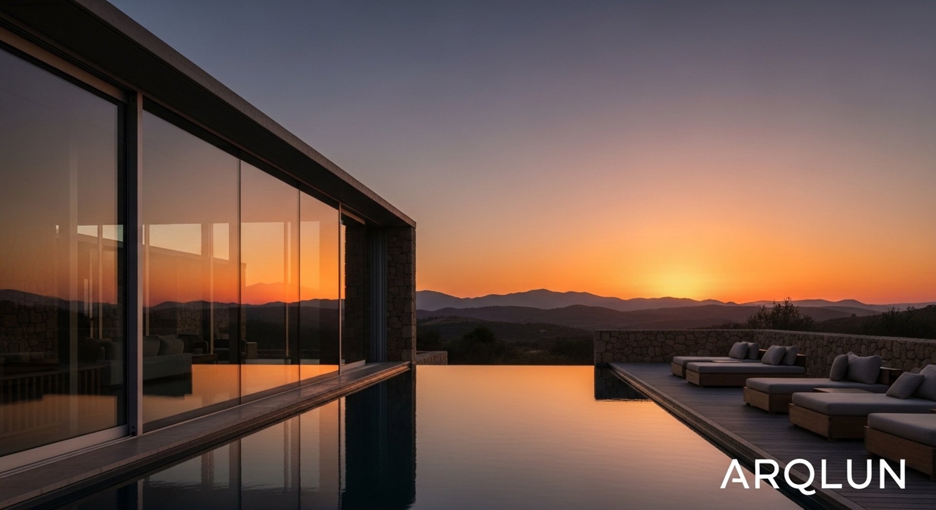 an abstract photo of a curved building with a blue sky in the background