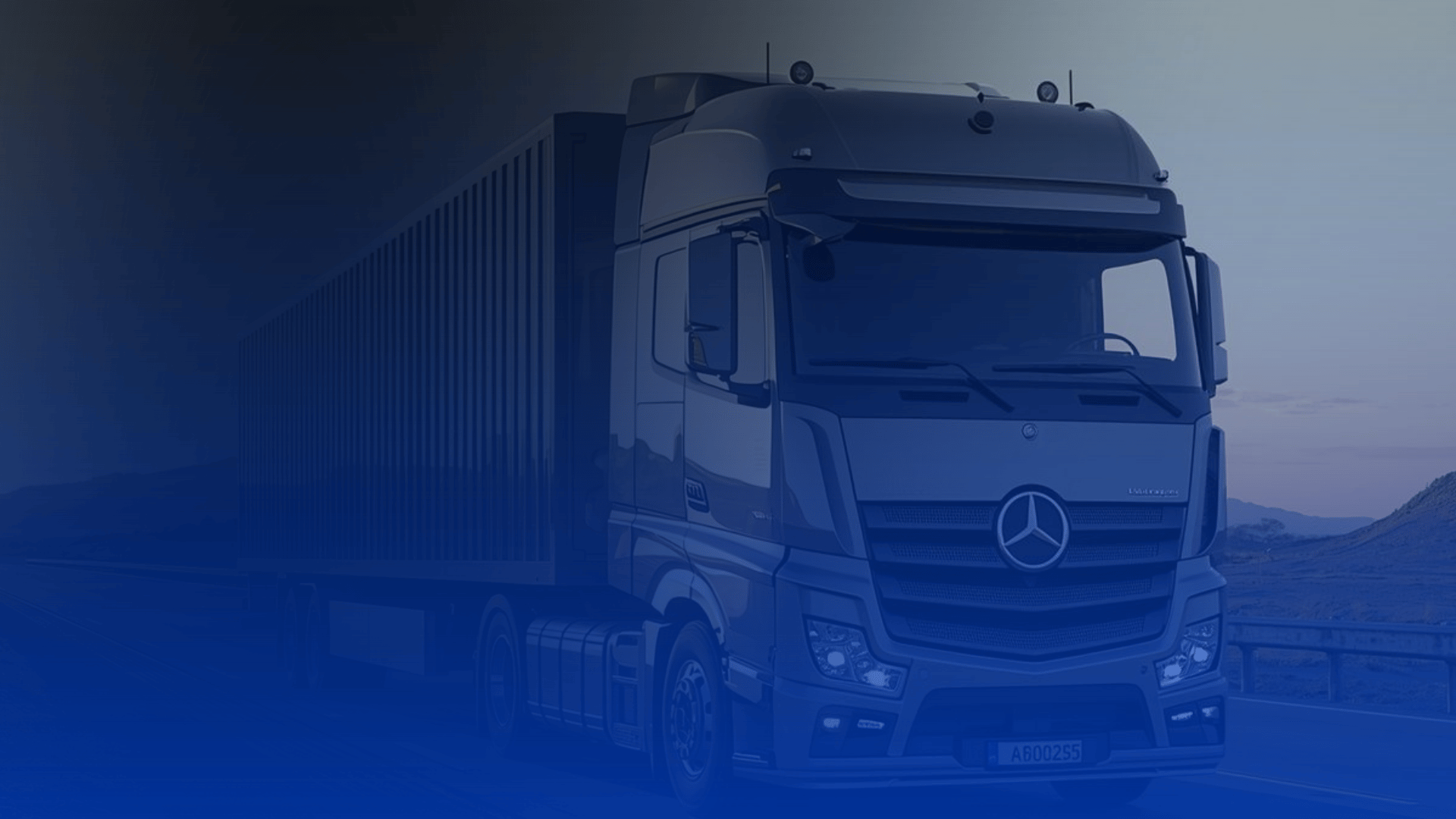 trailer truck passing on road near rail guard