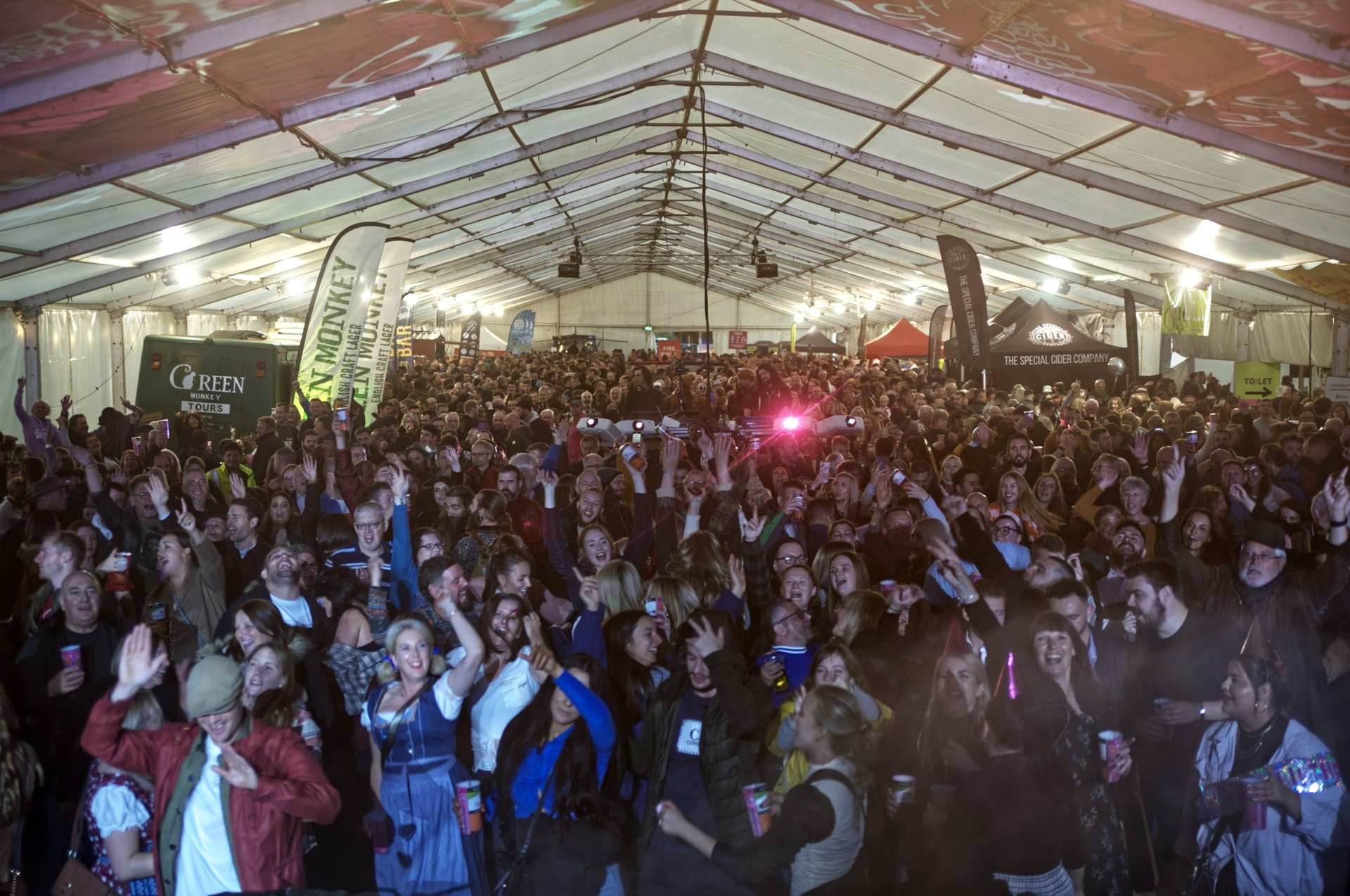 A crowd shot from backstage at Shrewsbury Oktoberfest
