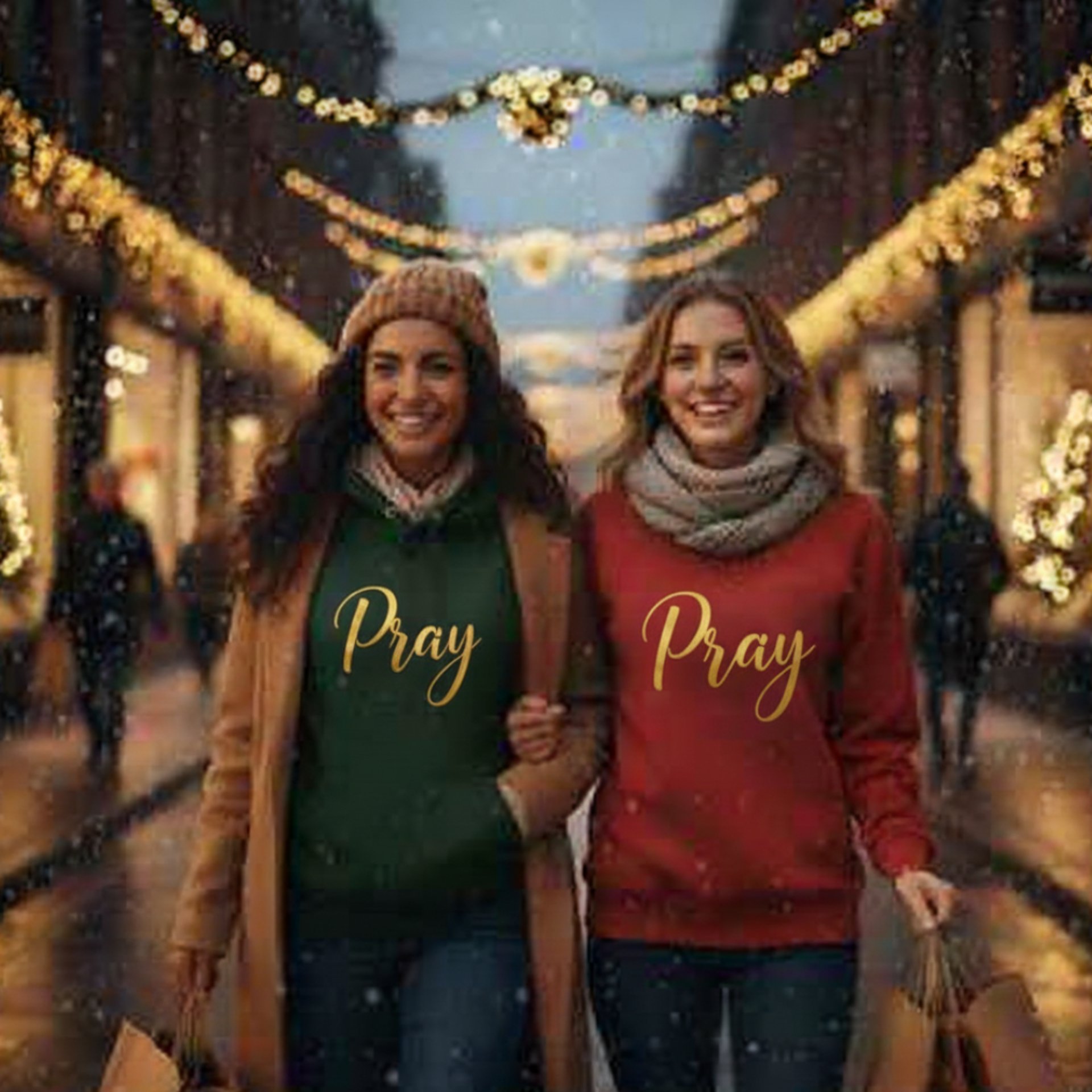 Two women hailing a taxi on a city street
