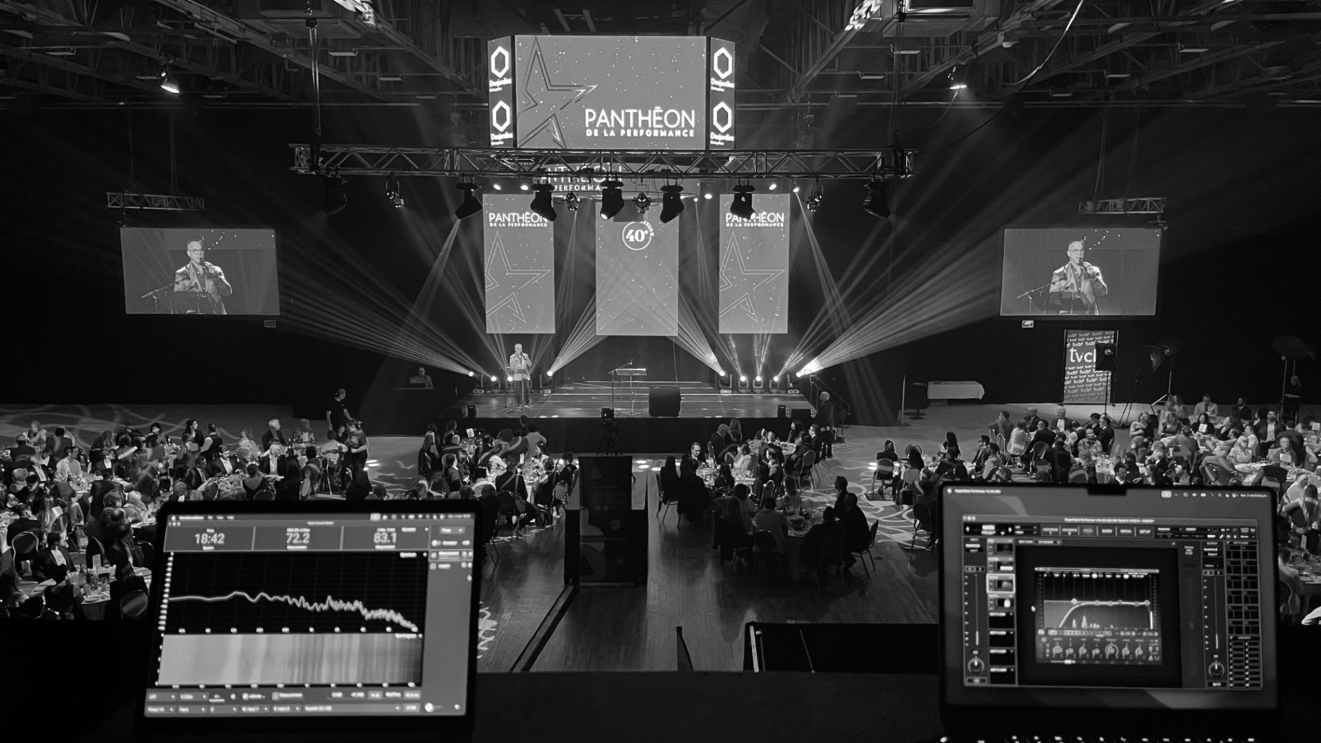 an abstract photo of a curved building with a blue sky in the background