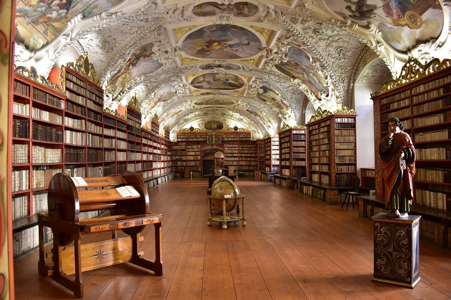 brown and blue desk globe in library