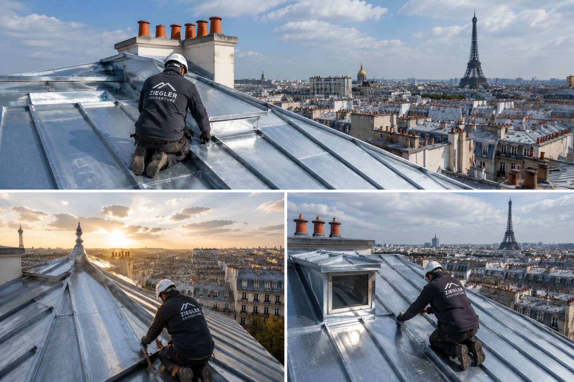 a view of the eiffel tower from the roof of a building