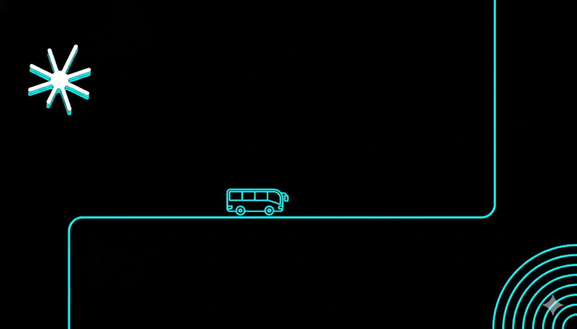 a blue bus driving down a street next to a tall building