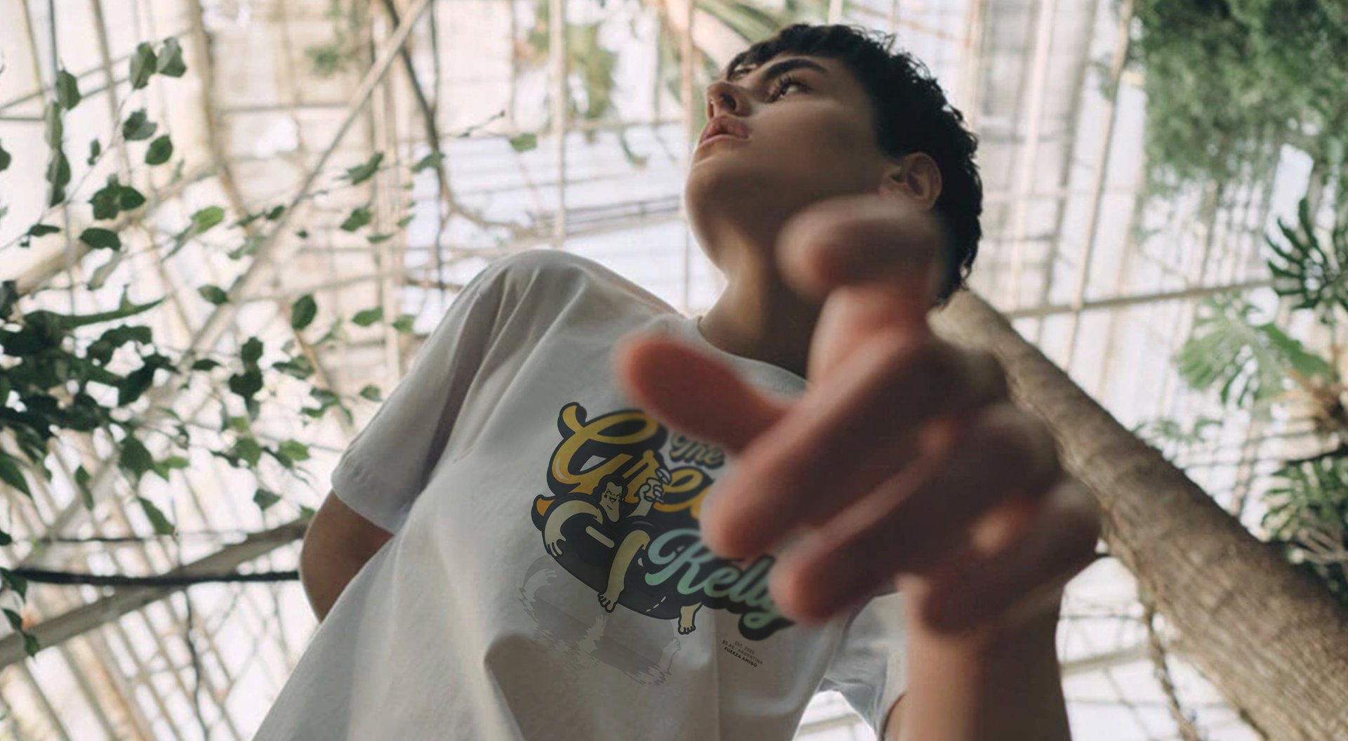 an abstract photo of a curved building with a blue sky in the background