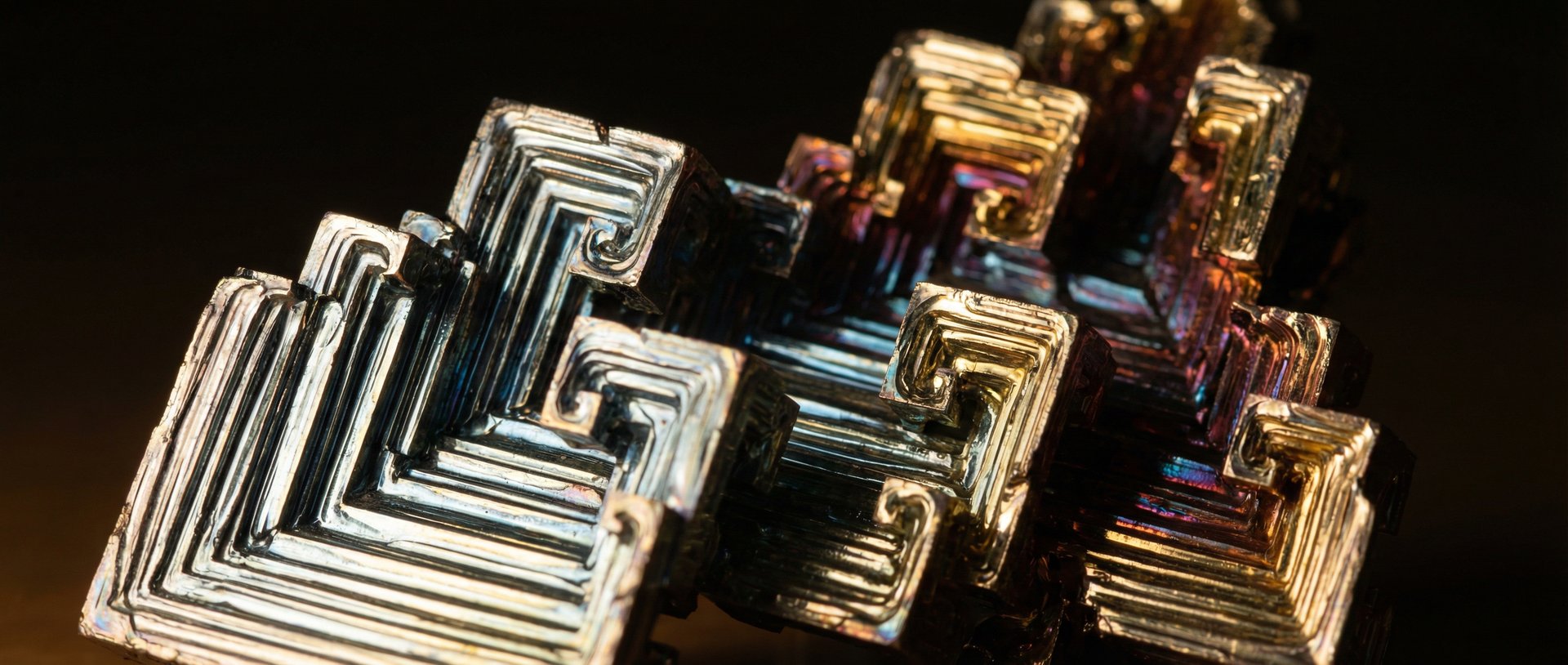 Gros plan d'un cristal de Bismuth