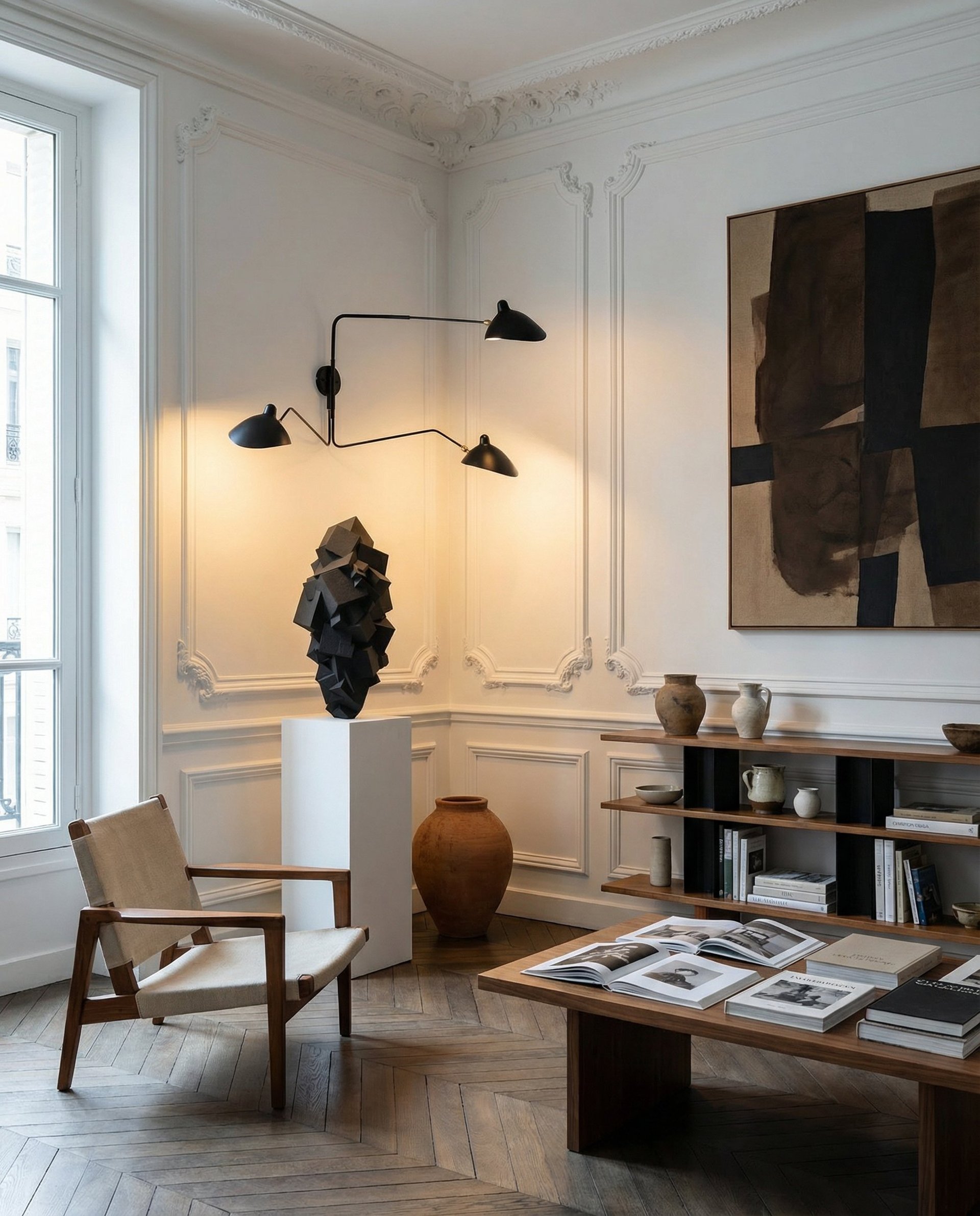 Sculpture Pyrite de Stanislas Garaud dans un appartement parisien