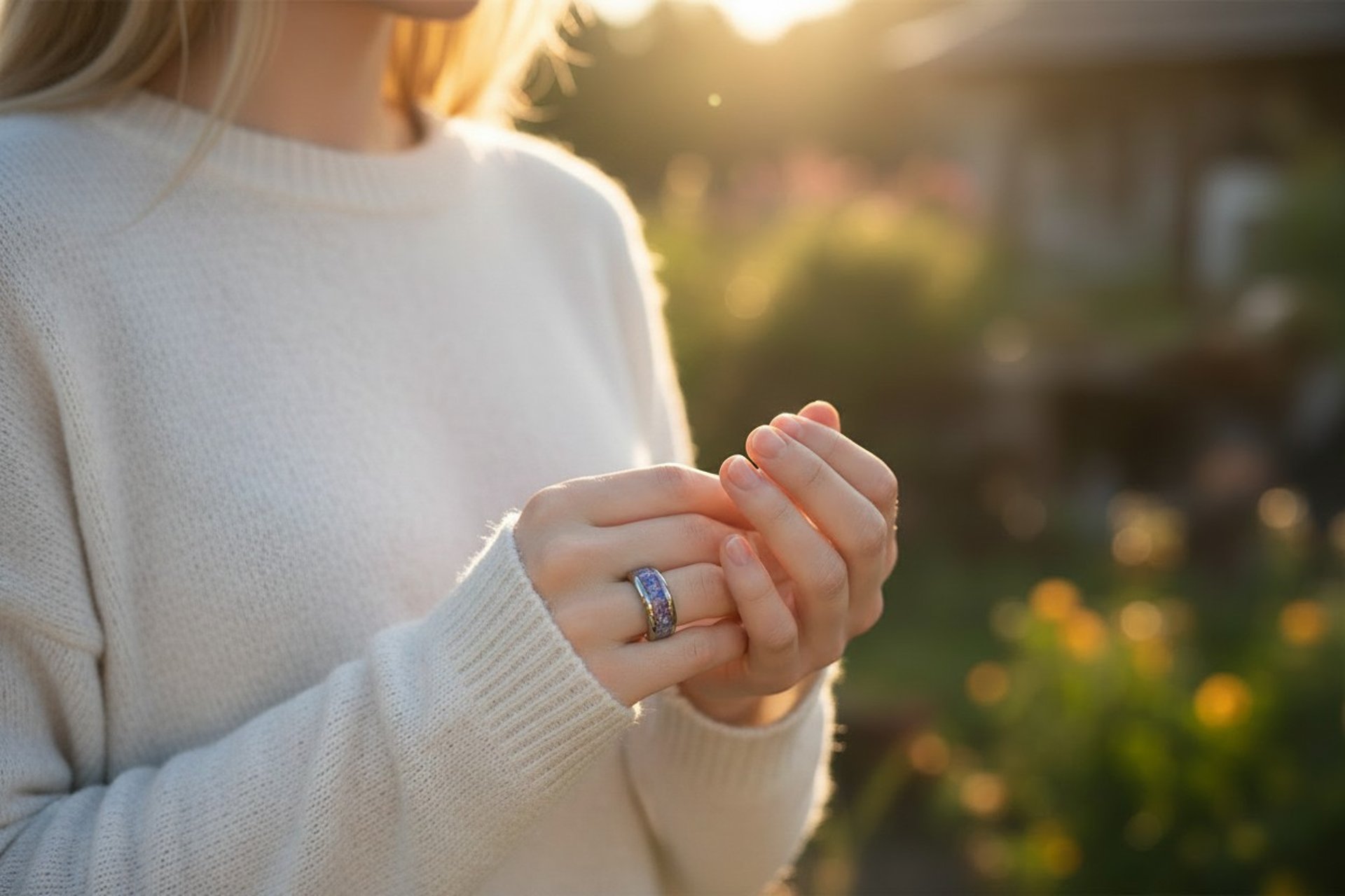 person wearing gold ring on left ring finger