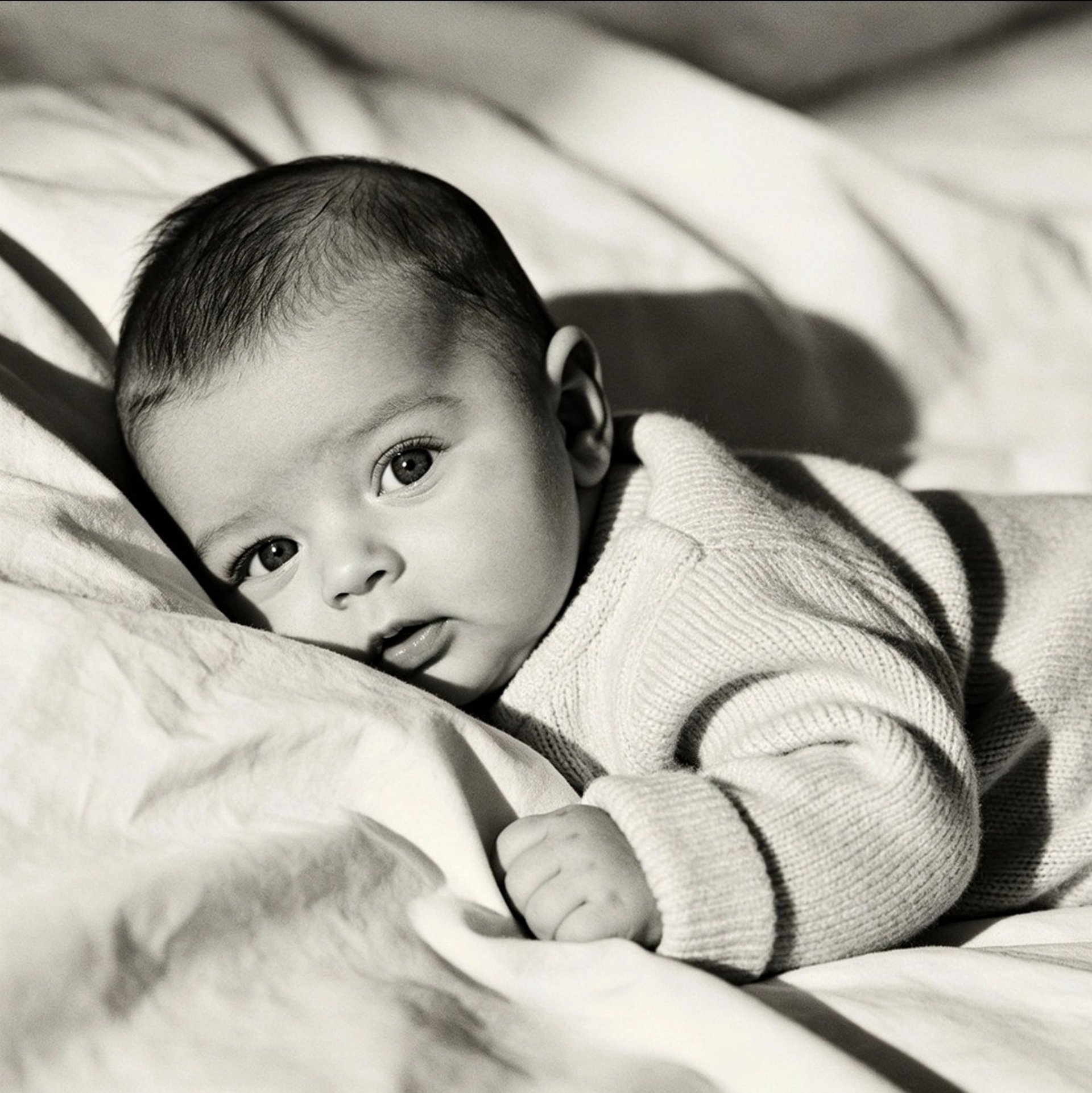 baby under purple blanket