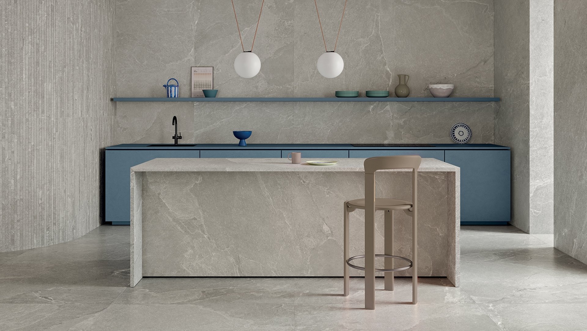 an abstract photo of a curved building with a blue sky in the background