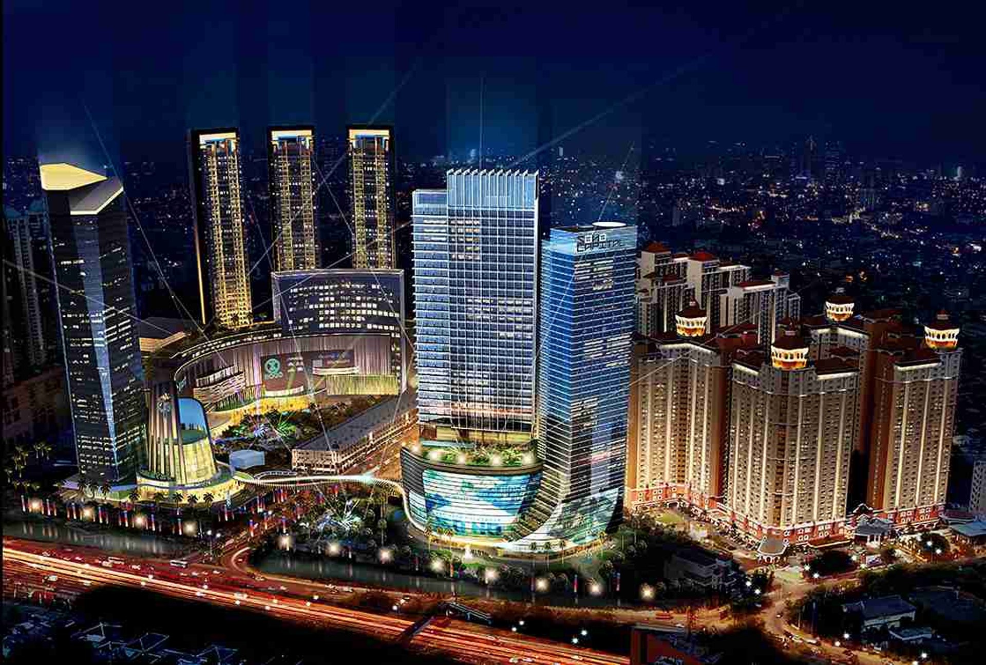 low-angle photography of four high-rise buildings