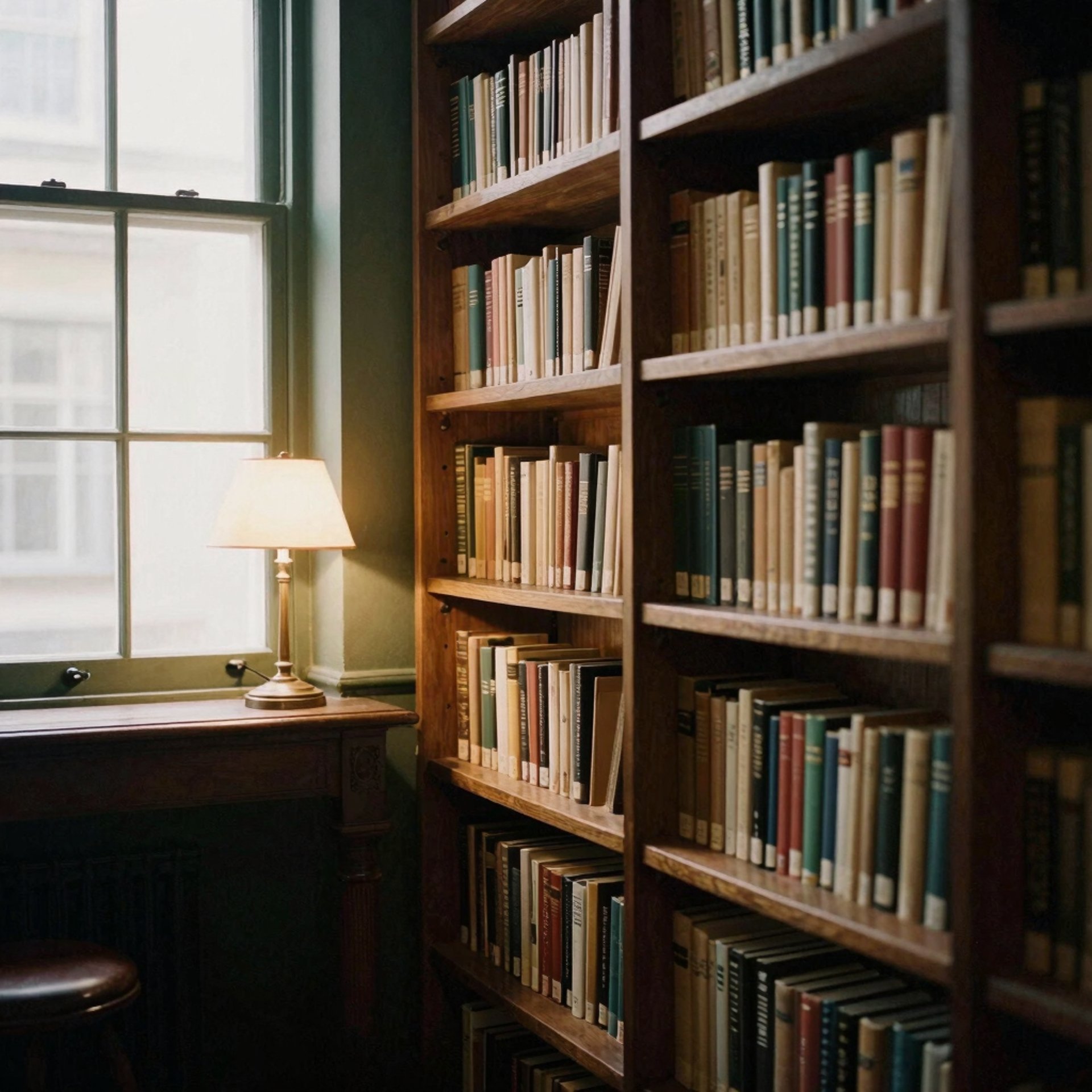 a ladder leaning against a bookshelf filled with books