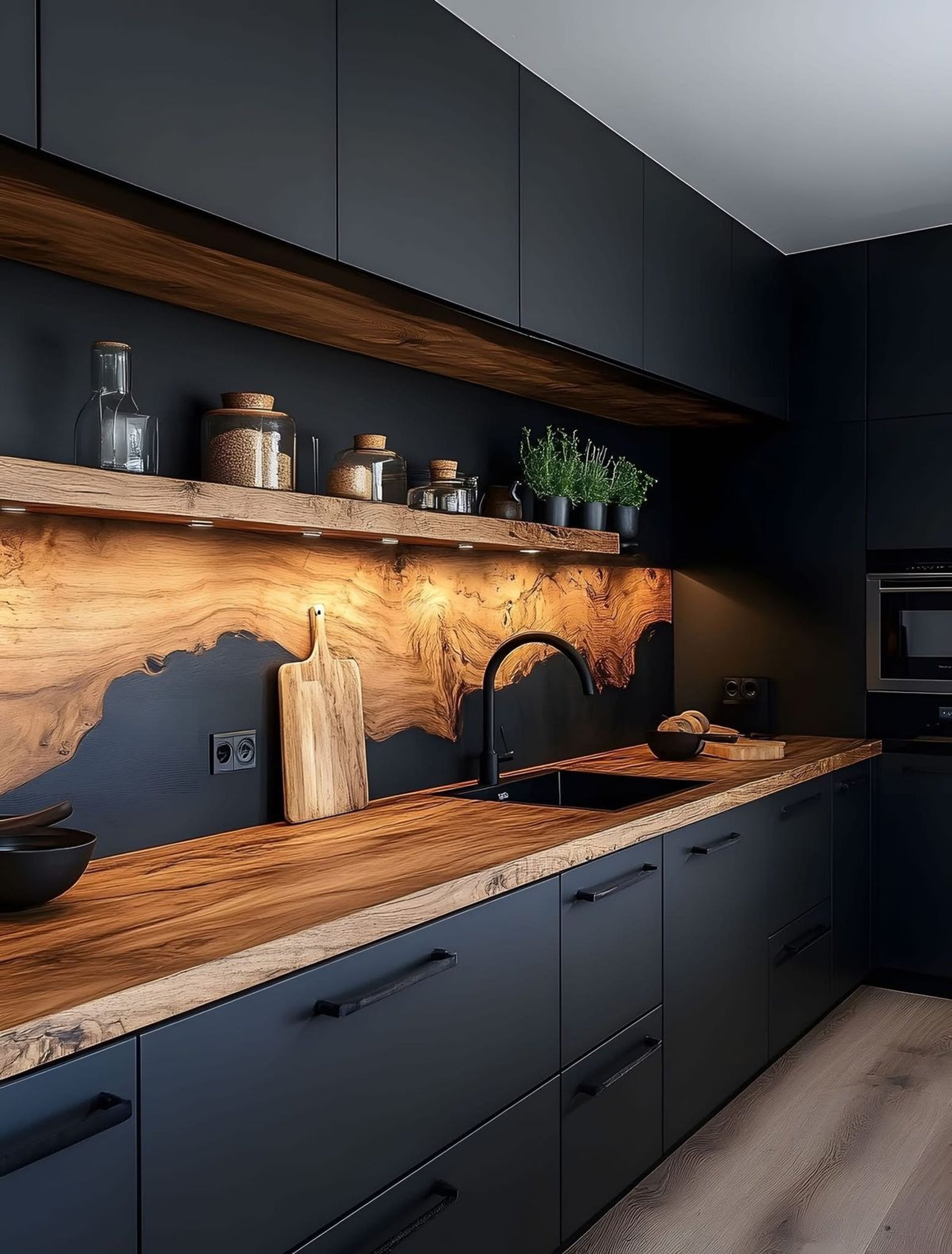 Solid maple wood kitchen bar top accent countertop — custom made by Riverside Workshop