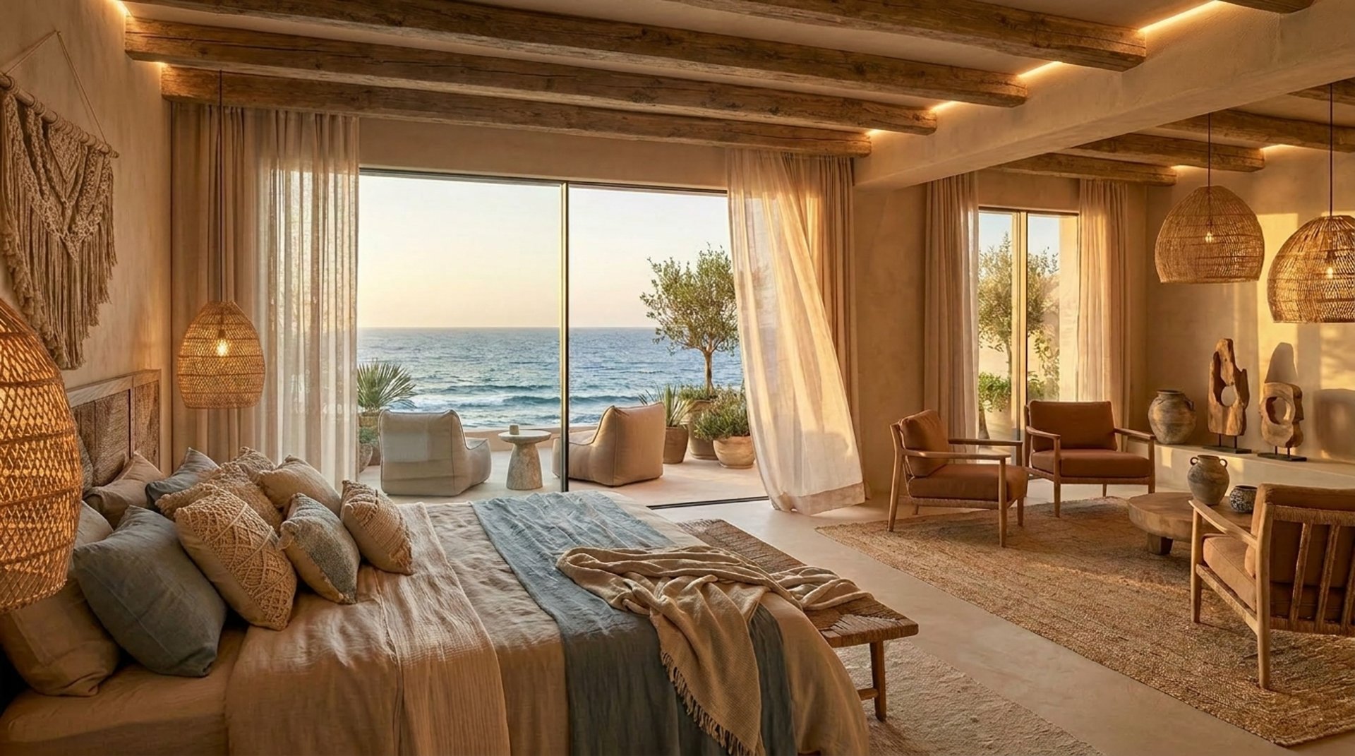 white and brown living room set