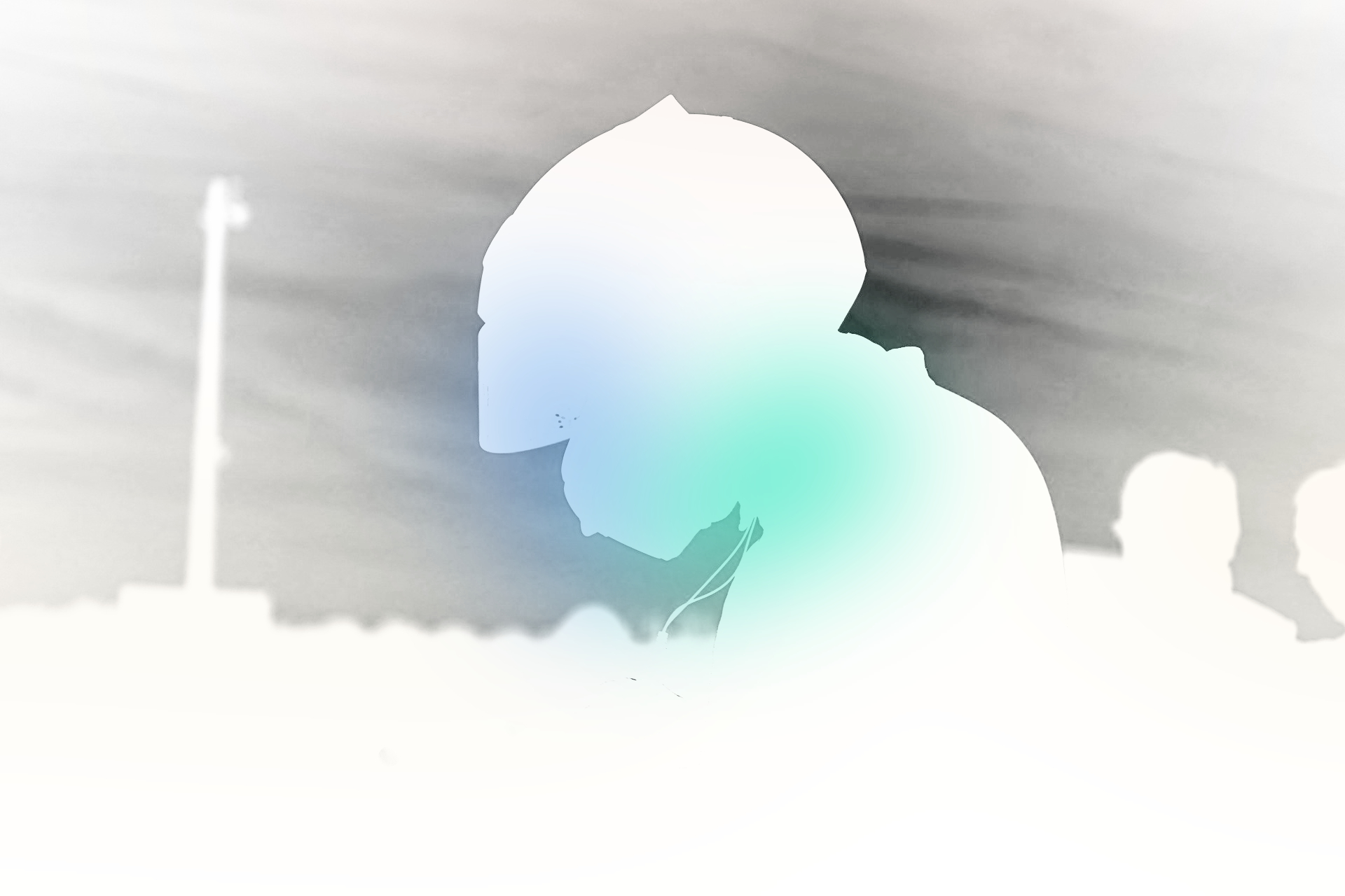 a person wearing a helmet and listening to music