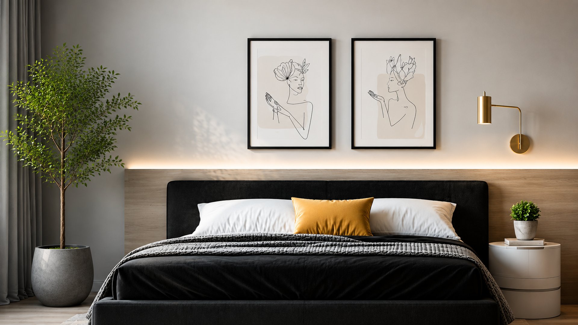 black and white bed linen