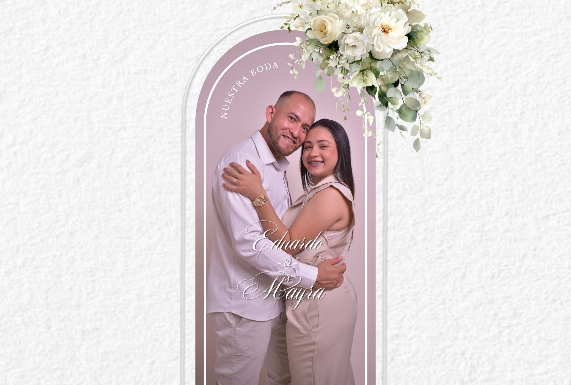 woman in white wedding dress stands in front of man in tuxedo