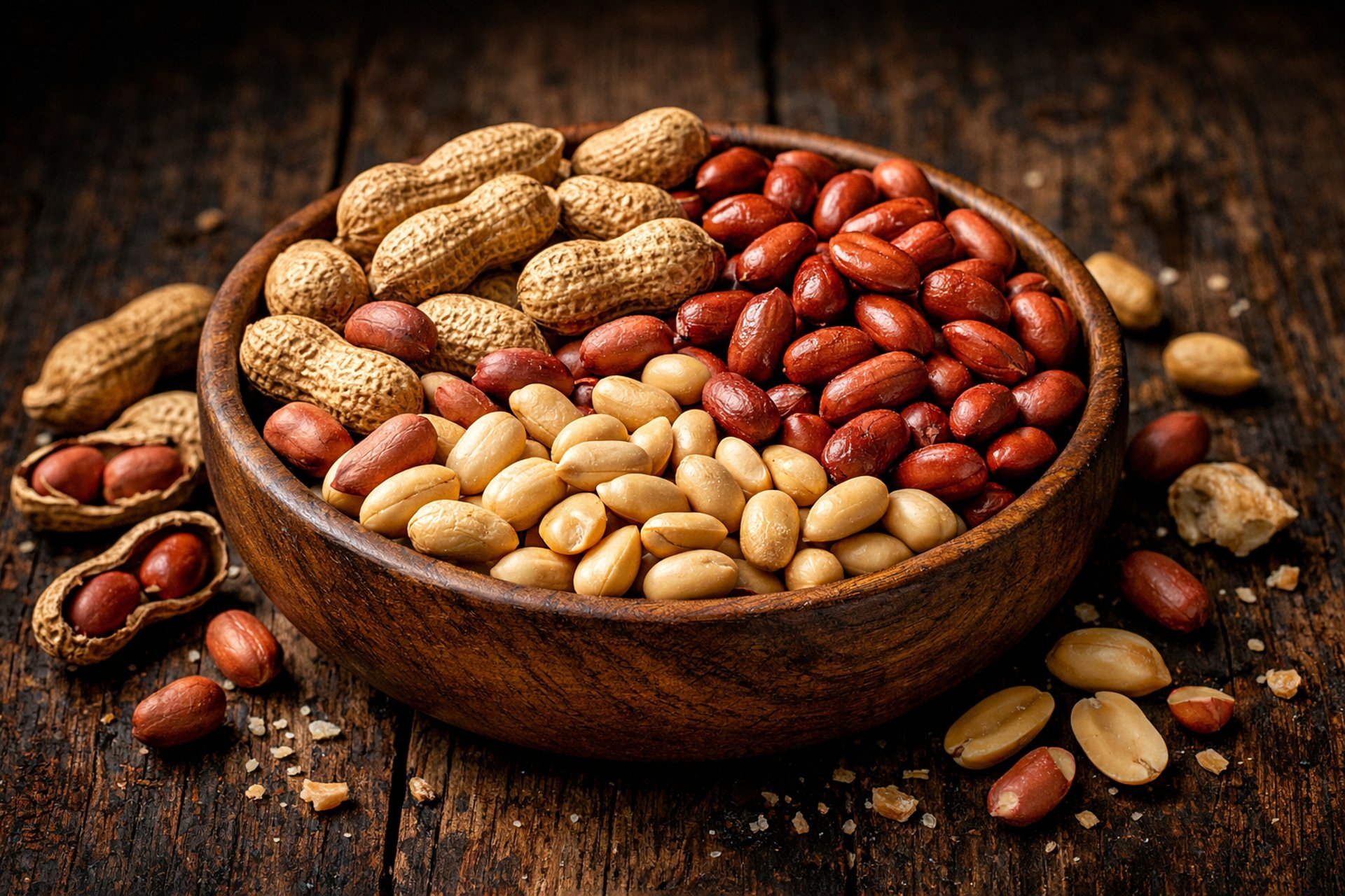 close-up photography of peanuts in clear glass bowl