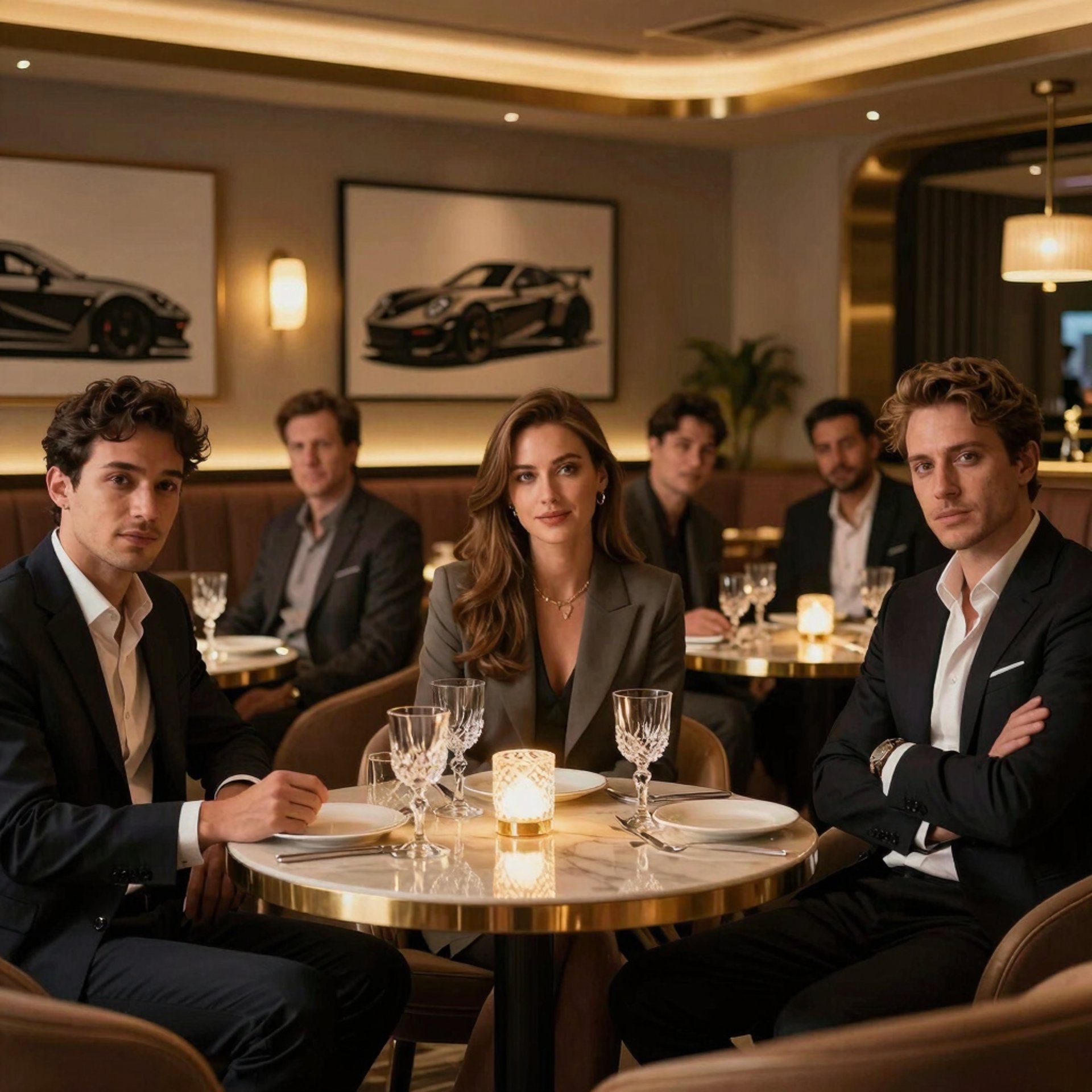 A race track is seen with colorful painted lines.