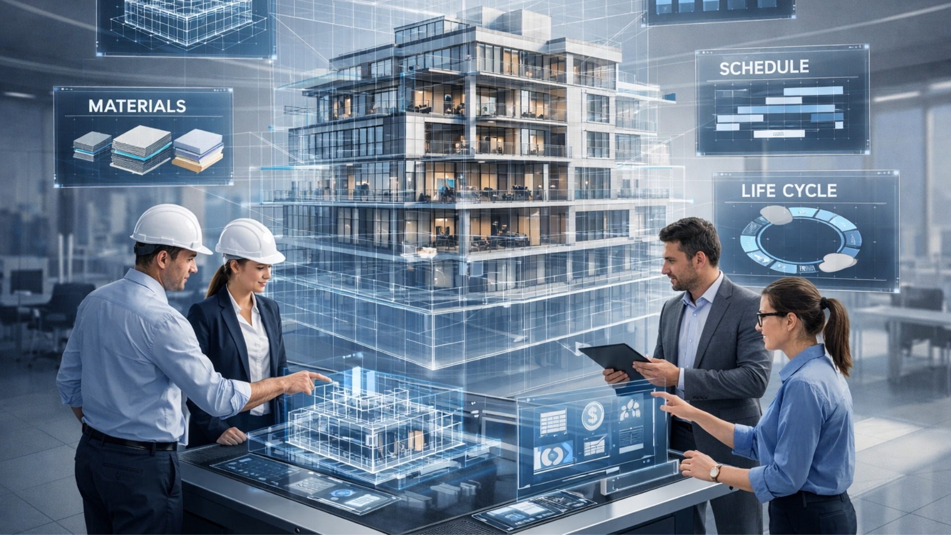 an abstract photo of a curved building with a blue sky in the background