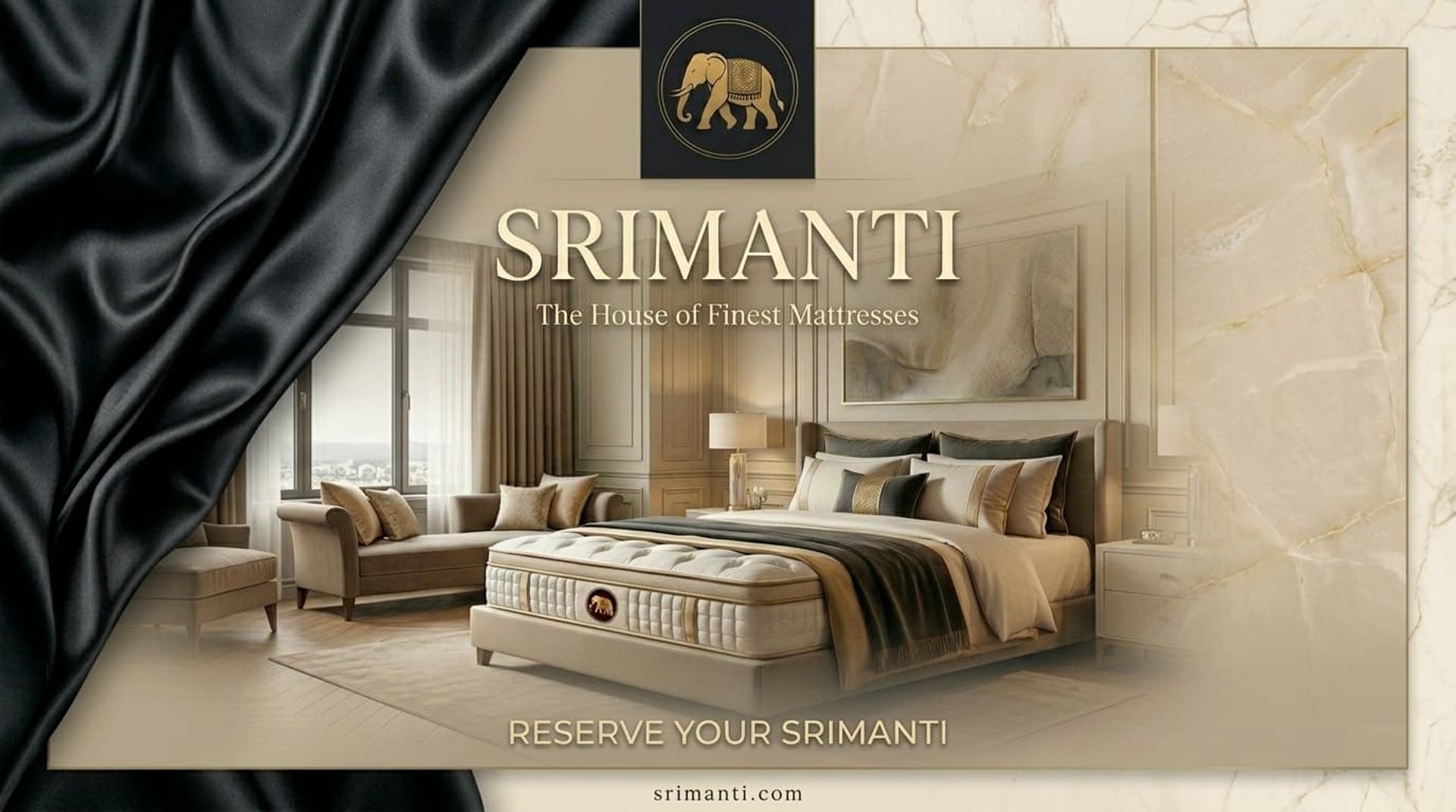 A neatly made bed with a patterned mattress and pillows.